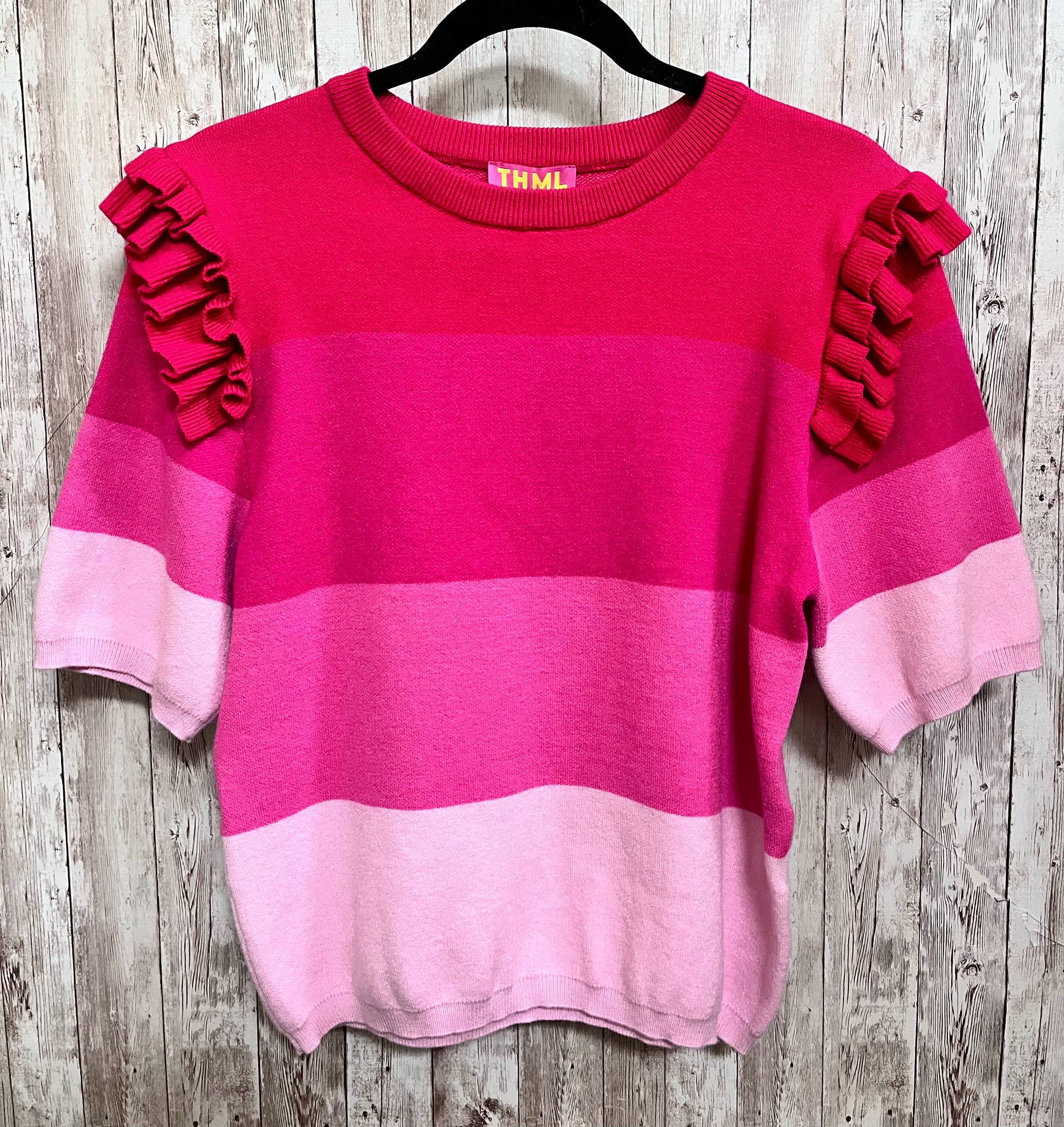 THML Size L PINK STRIPE Sweater
