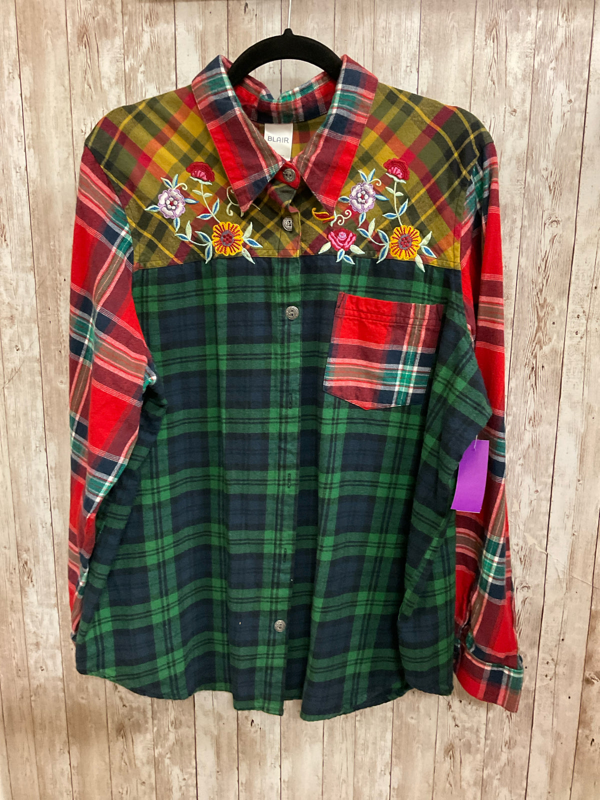 Size XL BLAIR RED AND GREEN PLAID Shirt