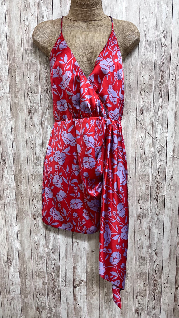 LOVERS + FRIENDS Size M RED AND LAVENDER PRINT Dress