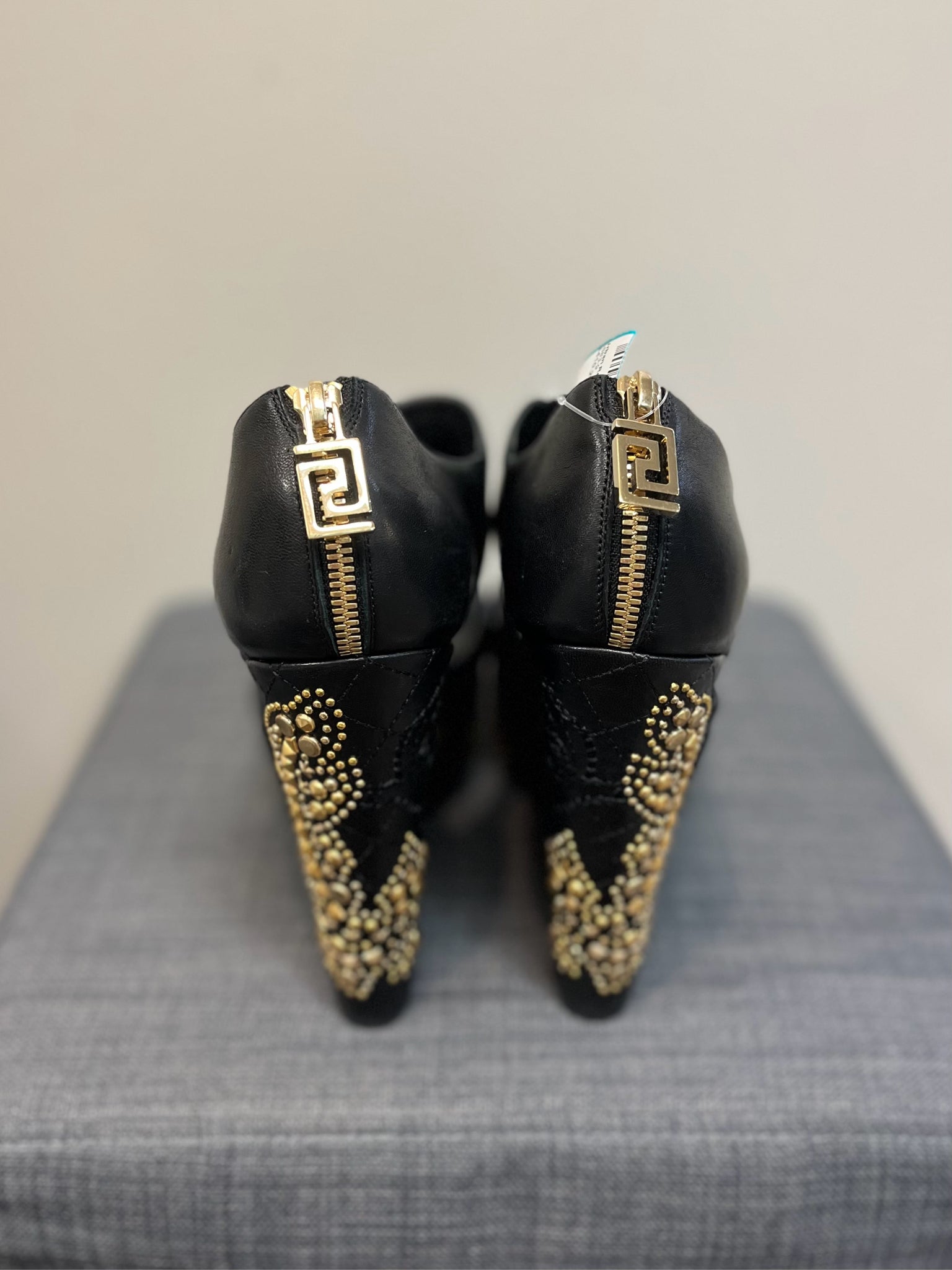 VERSACE 9 BLACK AND GOLD SHOES