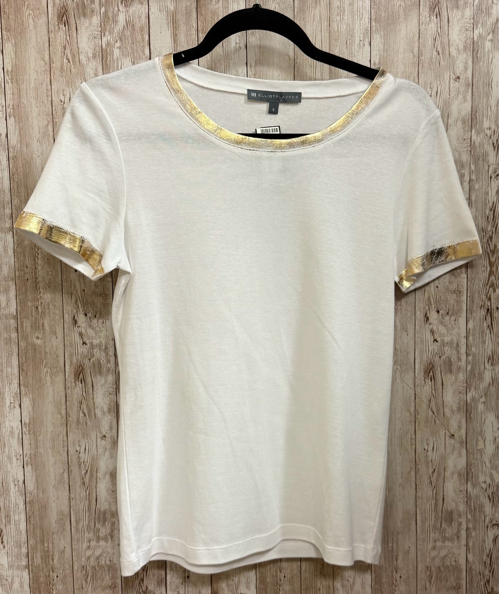 Size S ELLIOTT LAUREN WHITE AND GOLD Top