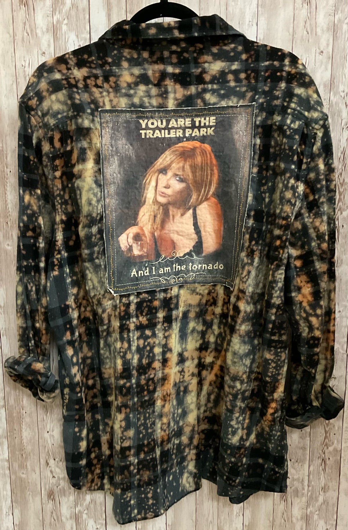 Size XL ANGRY MINNOW BLACK AND TAN PLAID Shirt