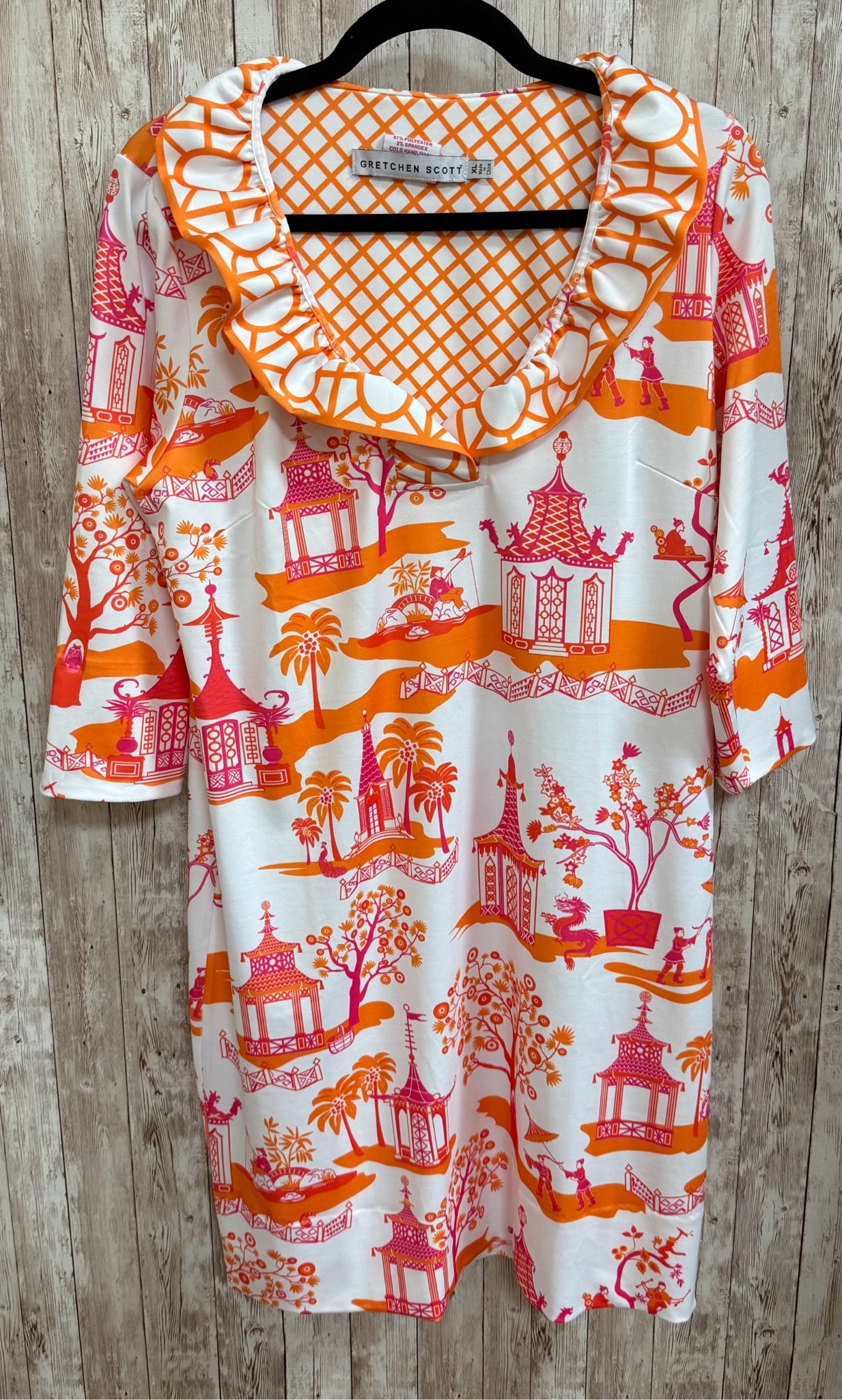Size XL GRETCHEN SCOTT WHITE AND ORANGE Dress