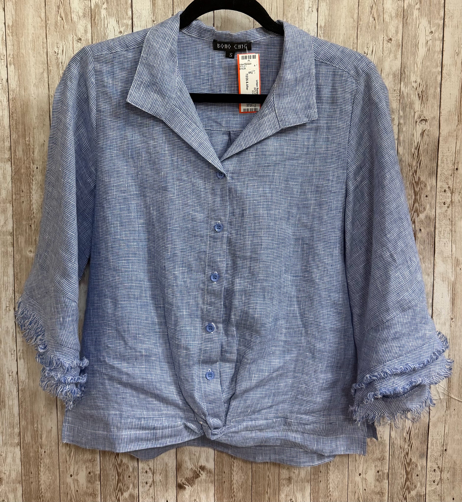 Size S BOHO CHIC BLUE AND WHITE CHECKED Top