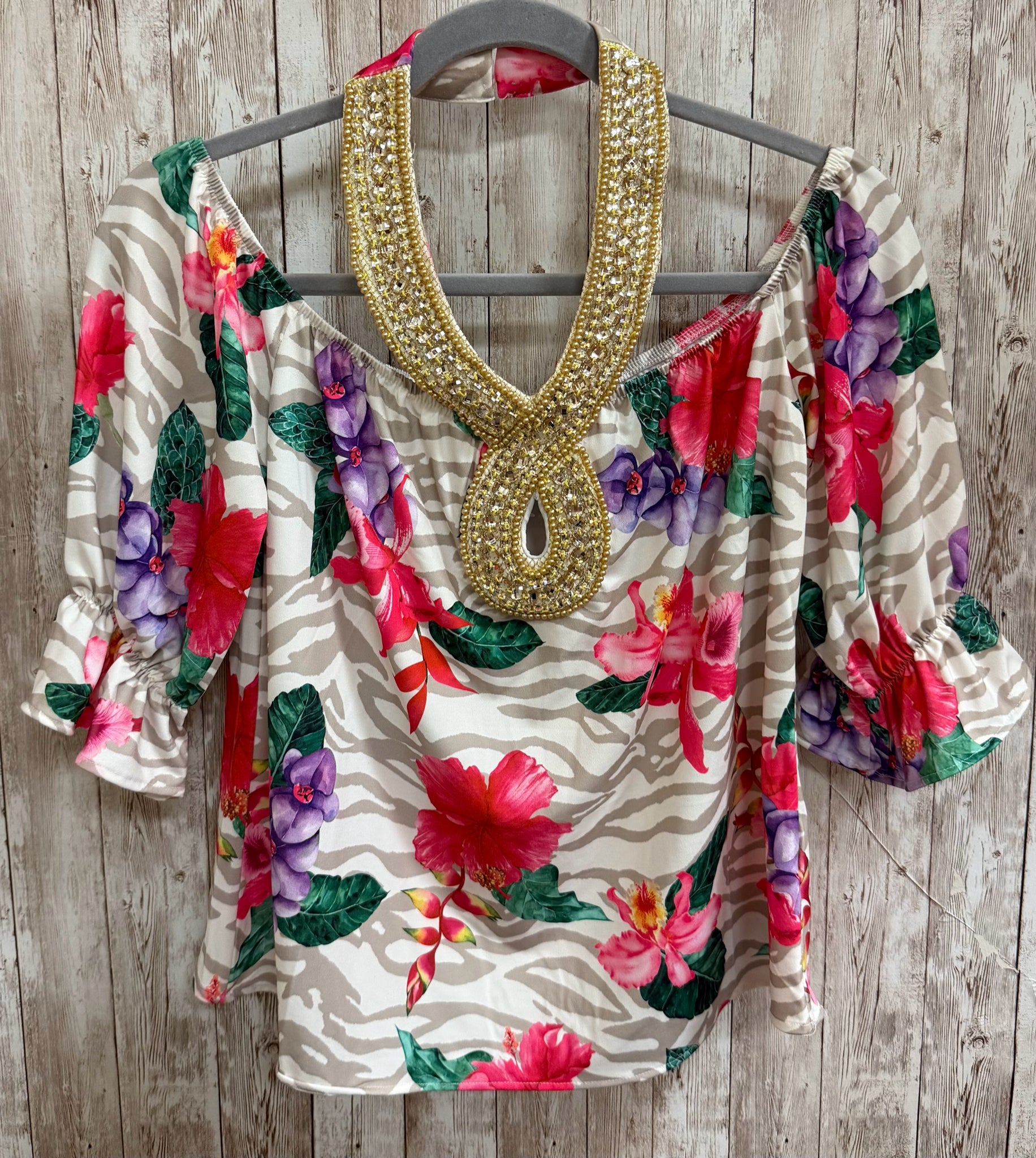 Size XS BOSTON PROPER CREAM FLORAL Top