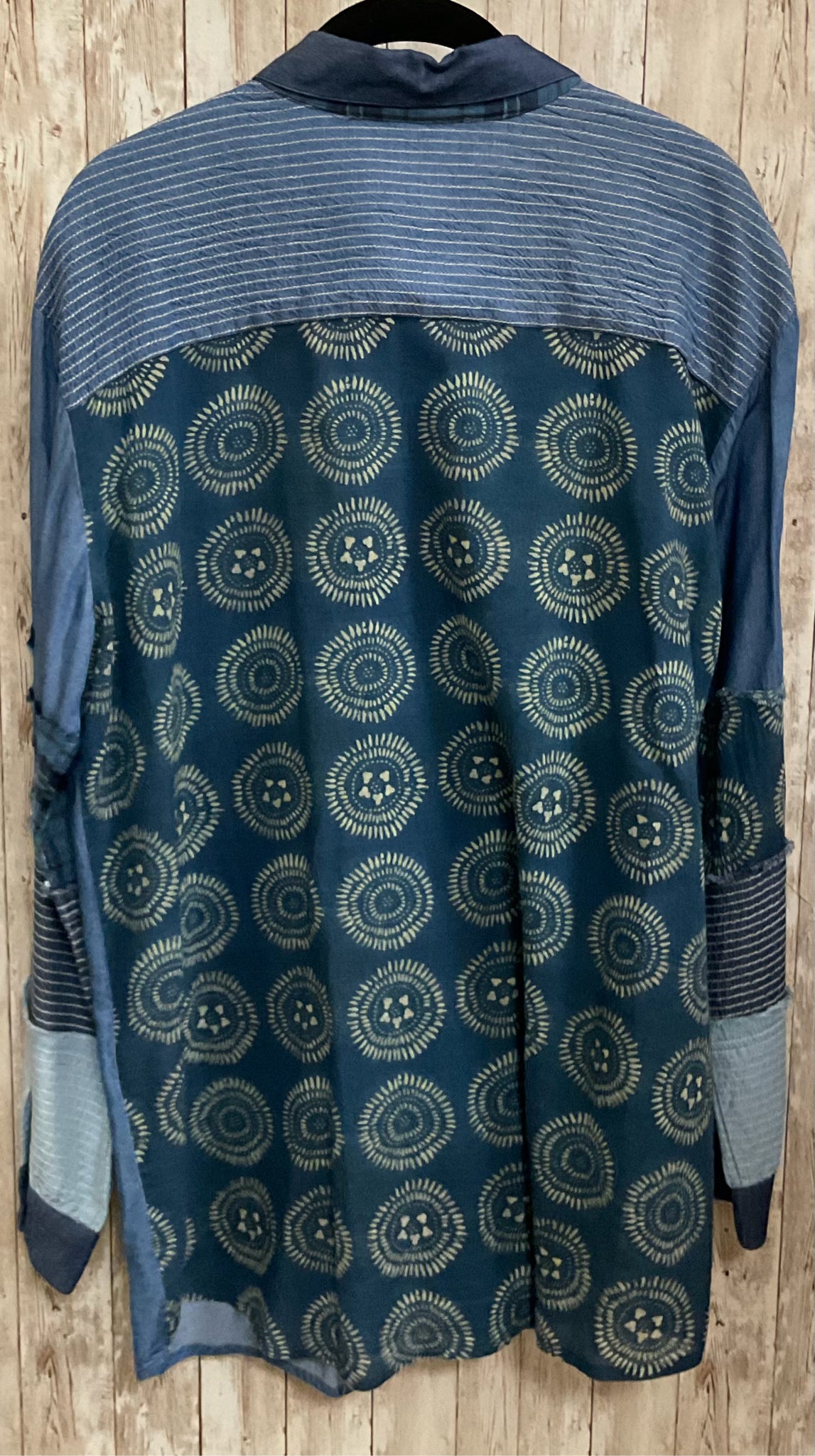 Size M JOHNNY WAS BLUE PLAID Top