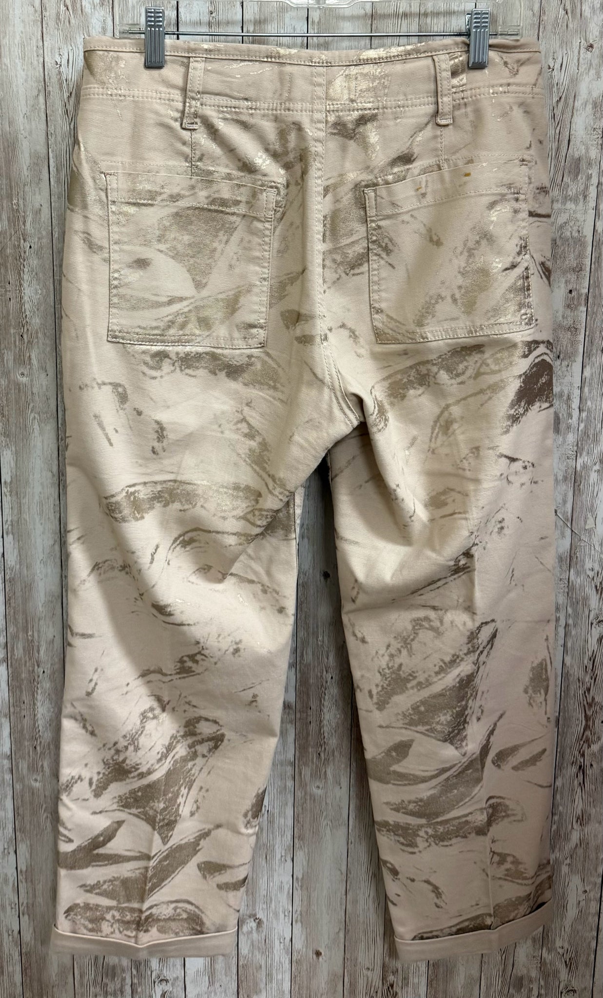 Size 8 ANTHROPOLOGIE TAN AND GOLD Pants