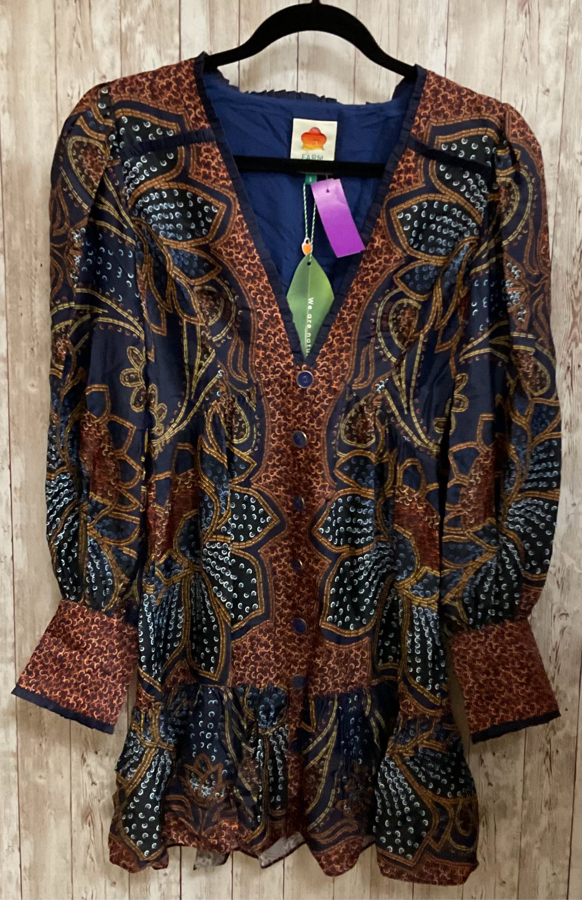 Size S FARM RIO NAVY FLORAL Dress