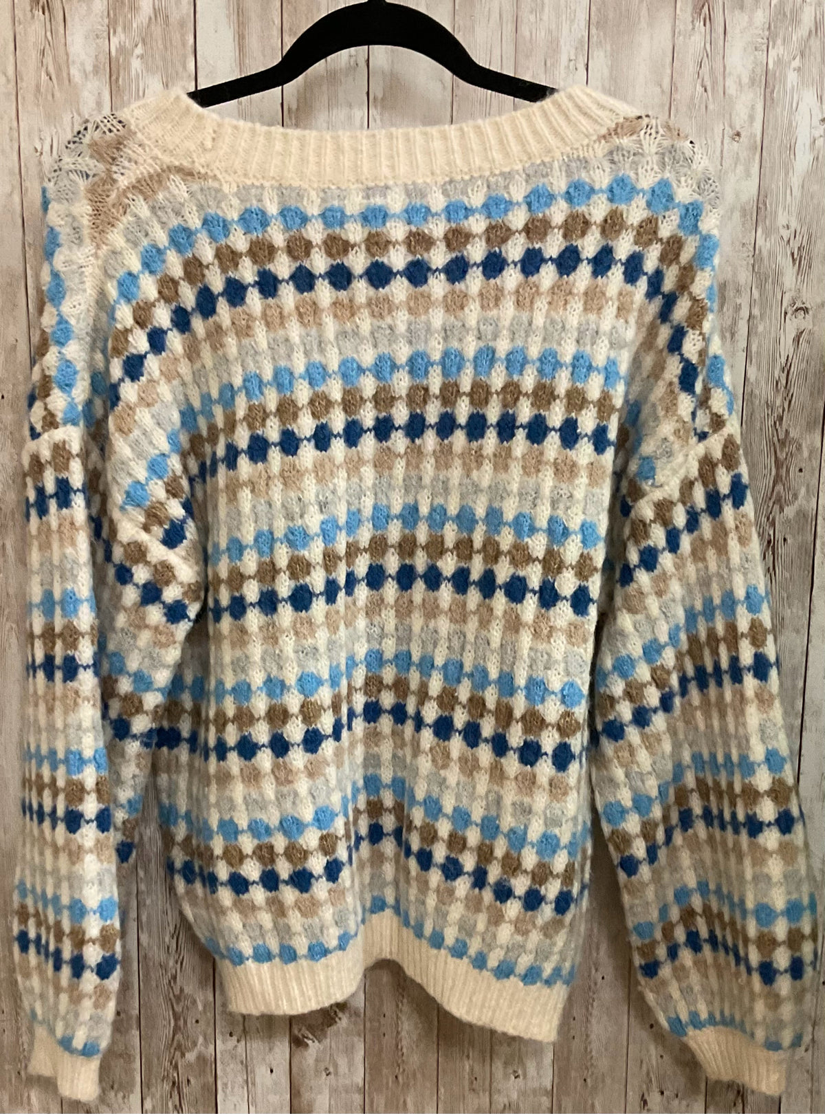 Size S BLU PEPPER BEIGE AND BLUE PRINT Sweater