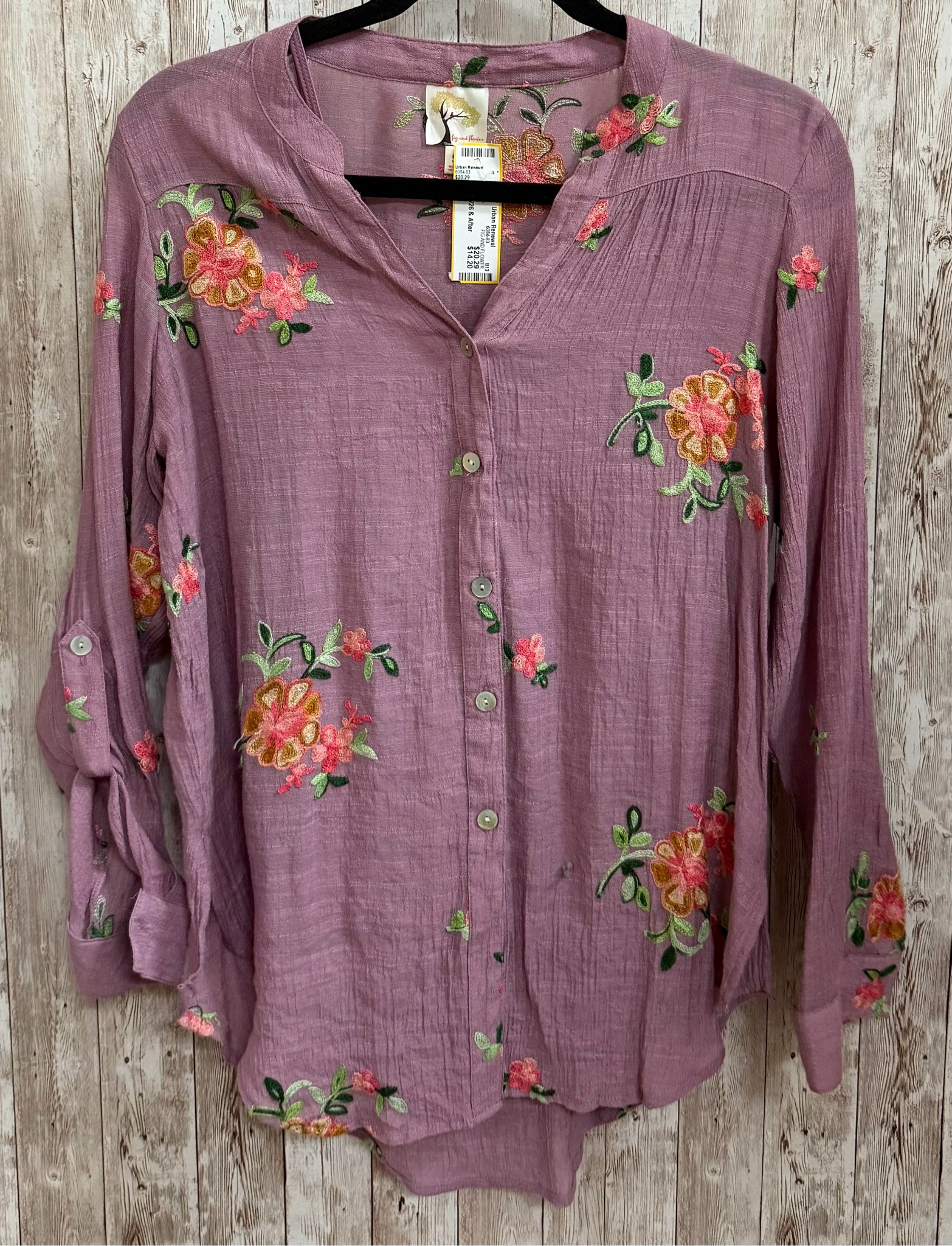 Size S FIG AND FLOWER PURPLE FLORAL 2 PC Top