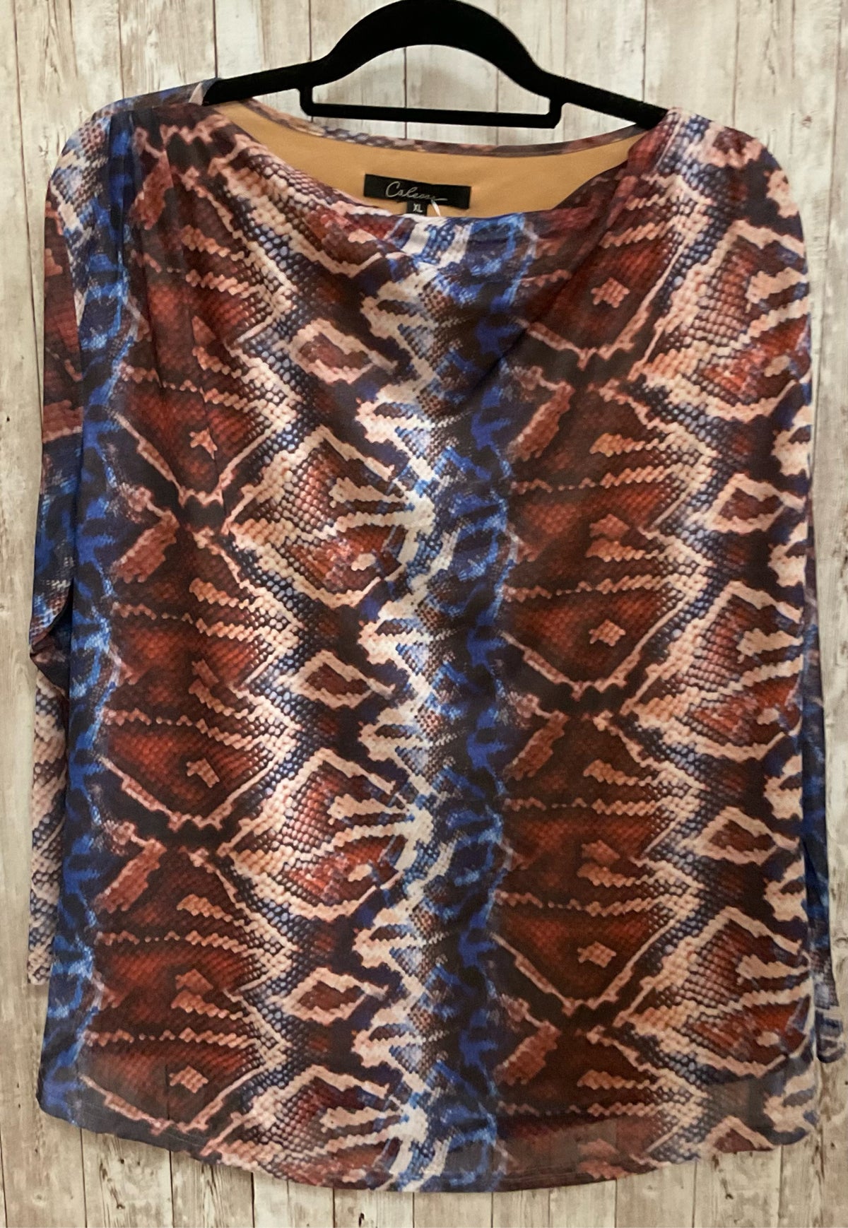 Size XL CALEEOS BLUE AND BROWN Top