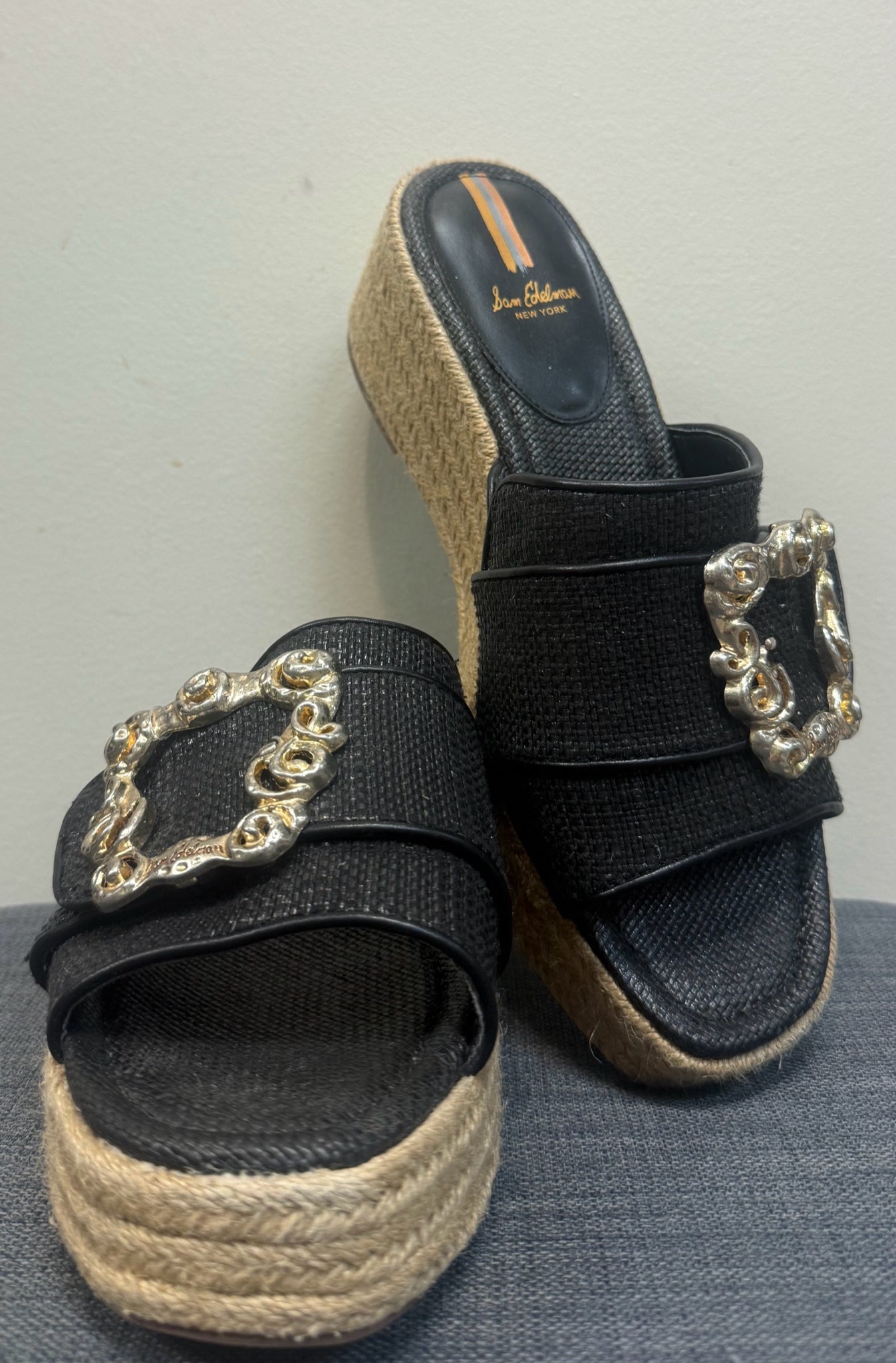 10 SAM EDELMAM Black Sandals