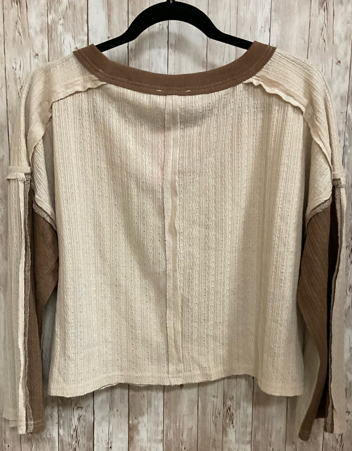 Size S PROMESA BEIGE AND BROWN PRINT Top