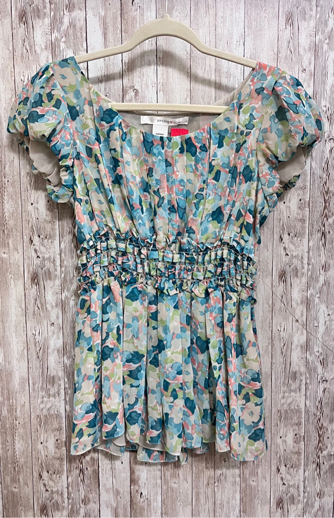 Size M STUDIO M Teal Print Top