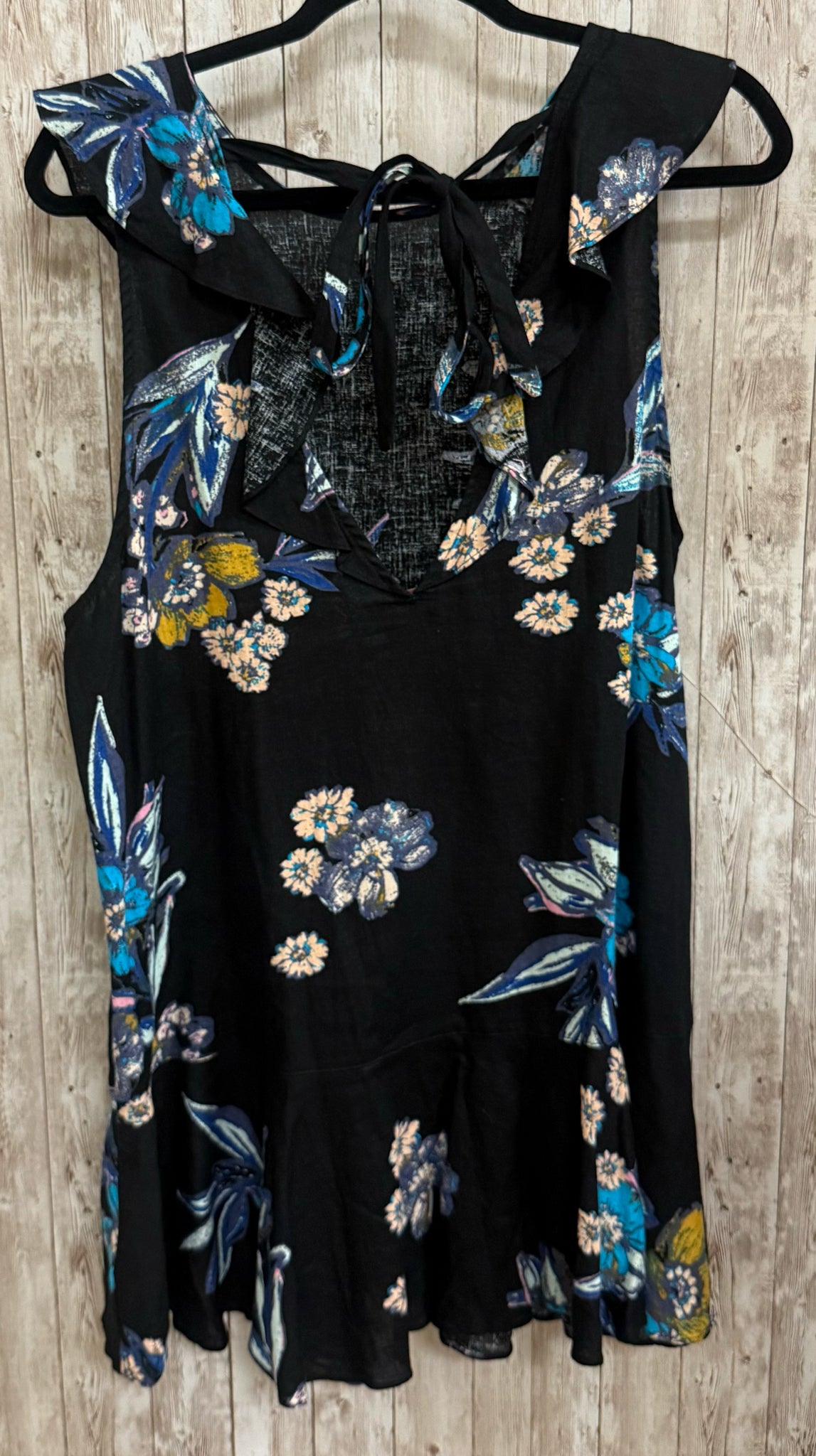 Size L FREE PEOPLE BLACK AND BLUE FLORAL Dress