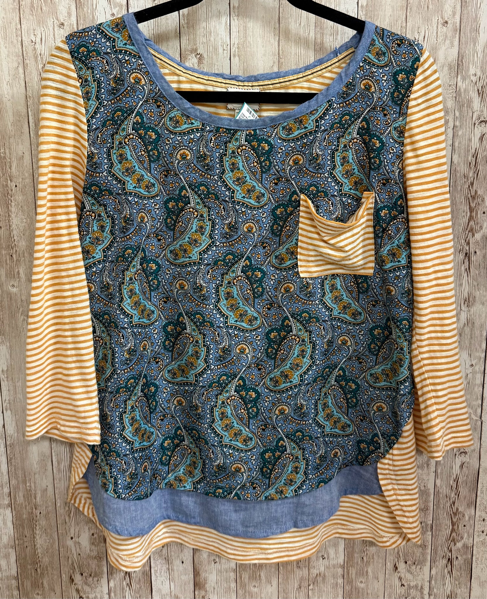 Size M 9 HIS S'CL BLUE PAISLEY Top