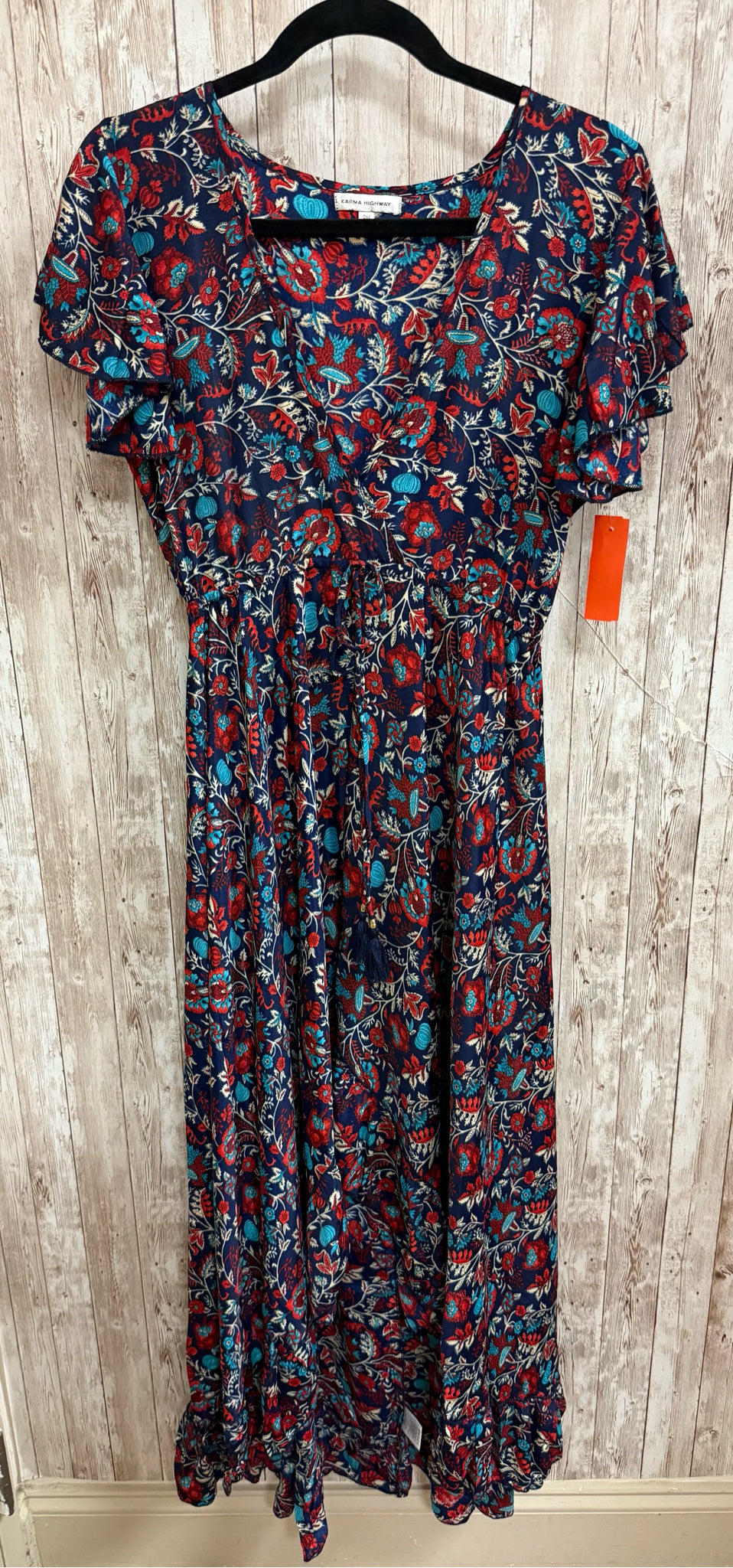 Size One Size KARMA HIGHWAY NAVY AND RED PRINT Dress