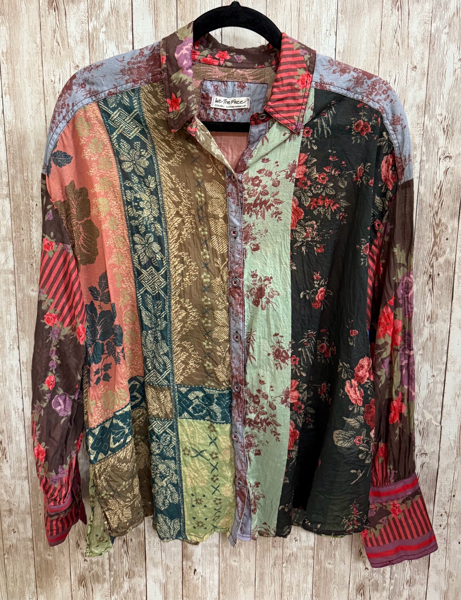 Size XS WE THE FREE BLUE MULT FLORAL Top