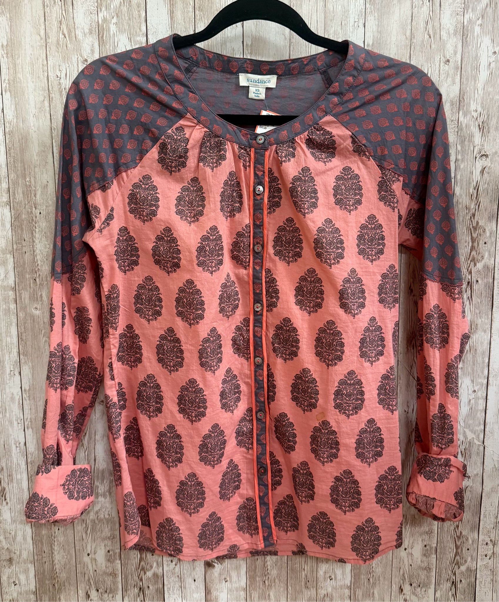 Size XS SUNDANCE Coral Print Top