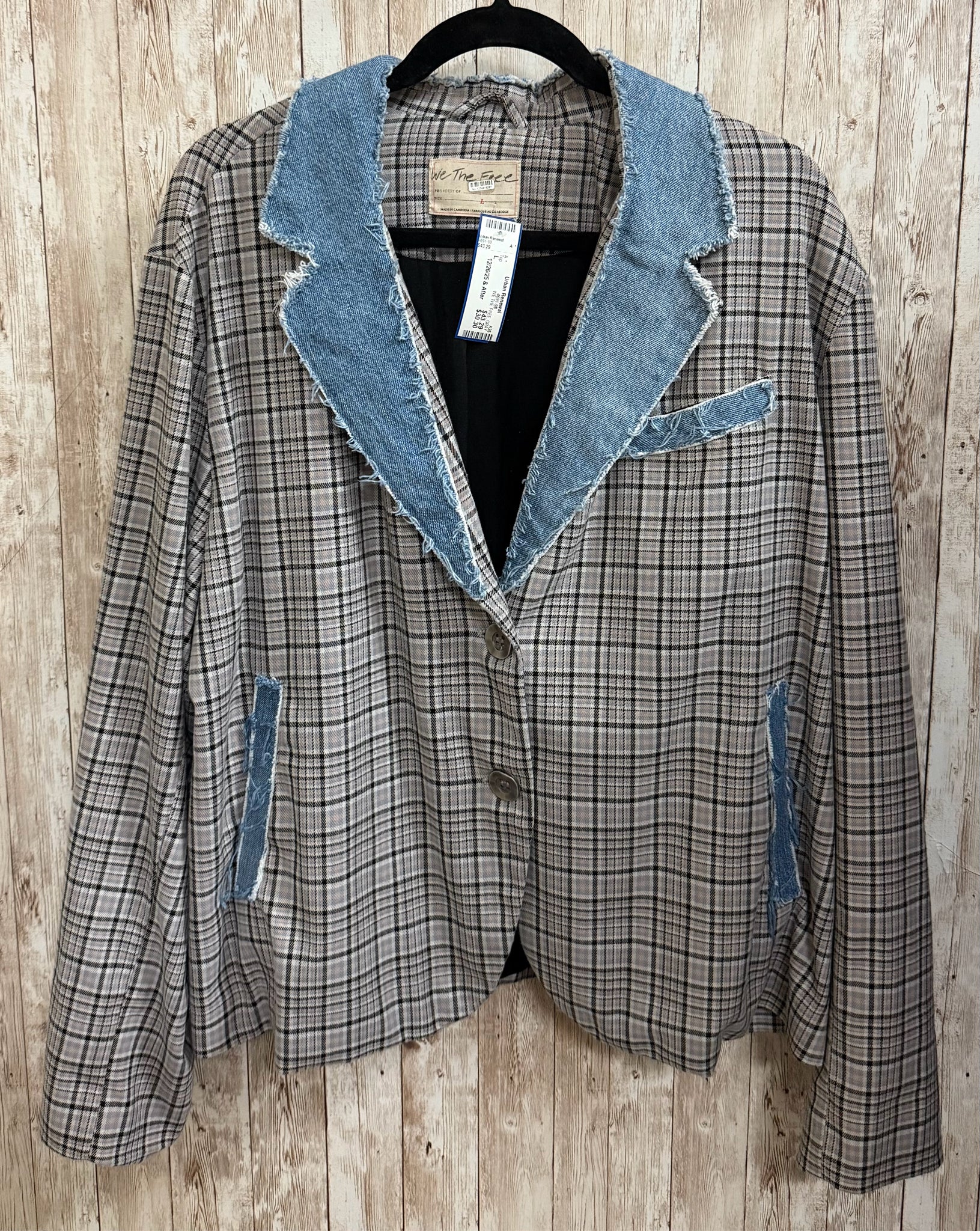 Size L WE THE FREE GRAY PLAID Top