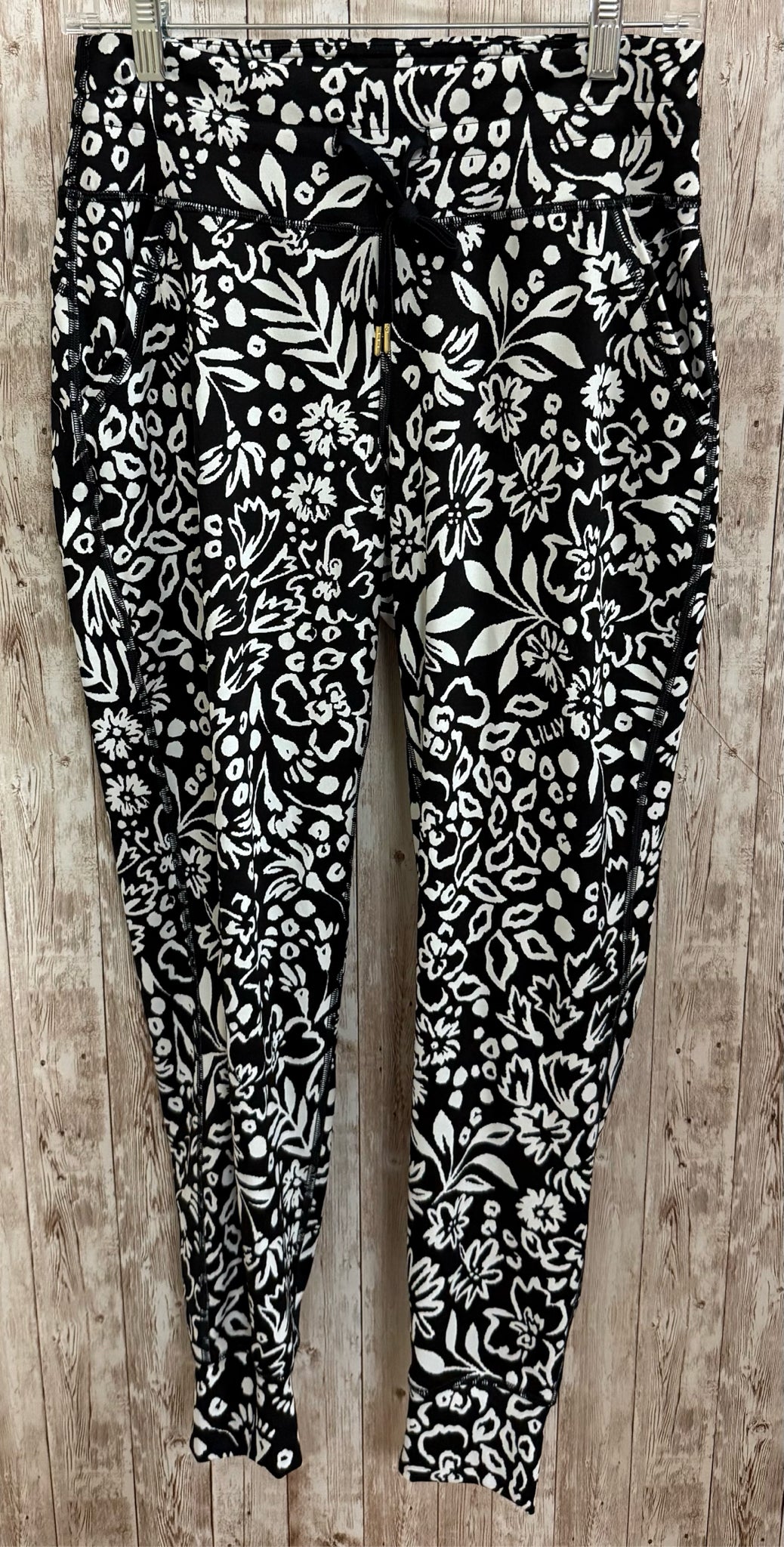 Size L LILLY PULITZER BLACK AND WHITE PRINT Leggings