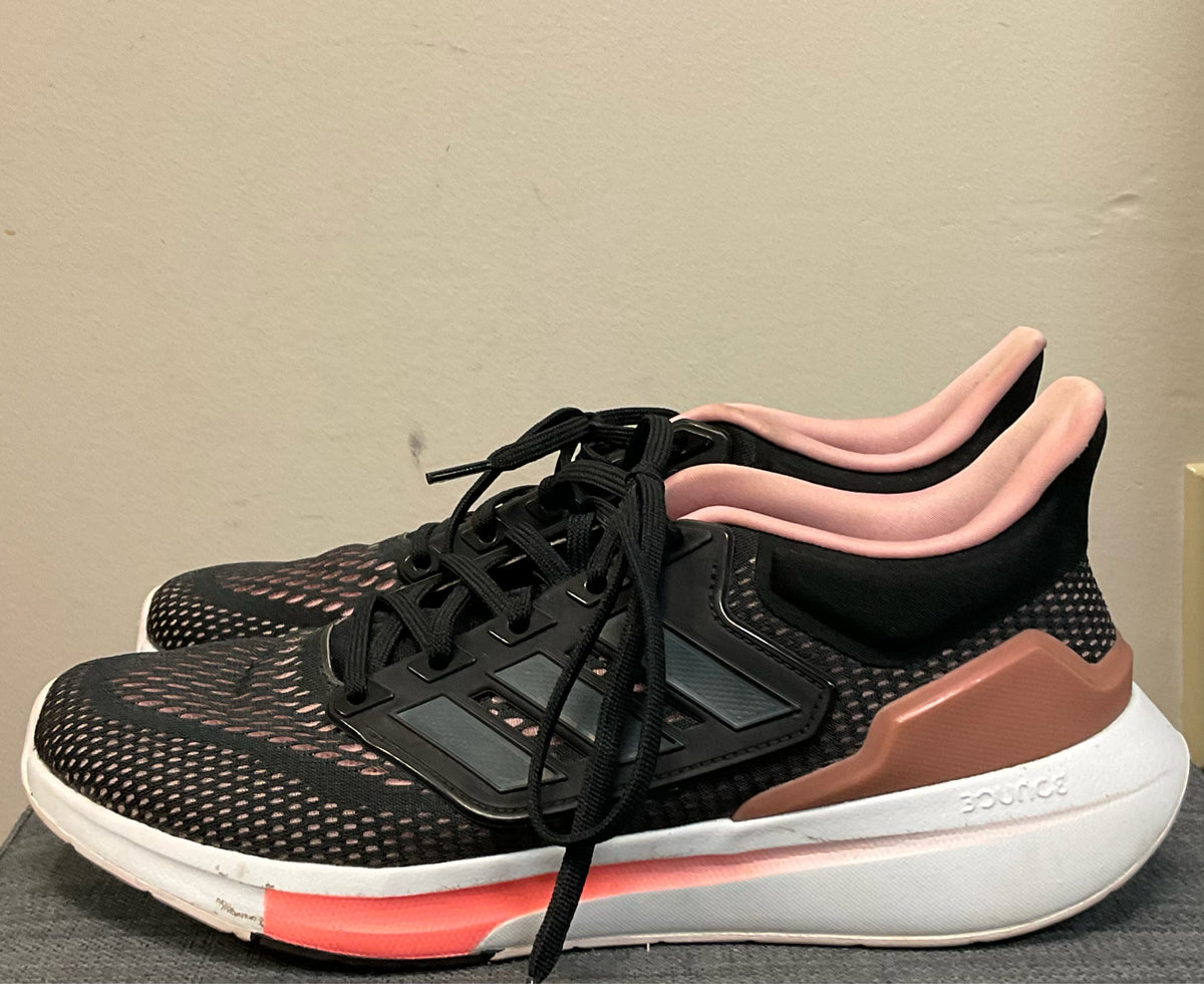 9.5 ADIDAS BLACK AND CORAL Sneakers