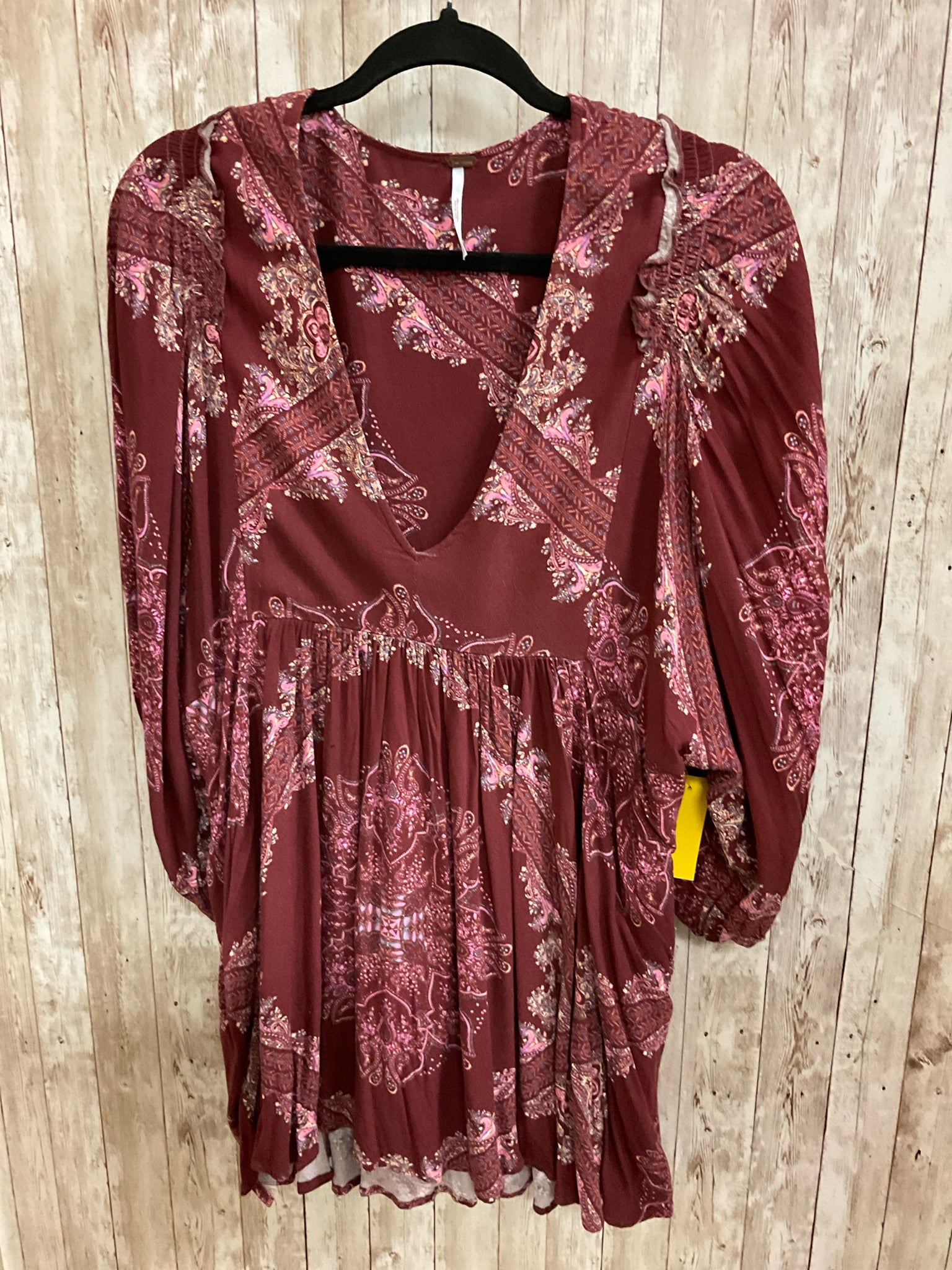 FREE PEOPLE WINE PRINT Women Size S Tunic