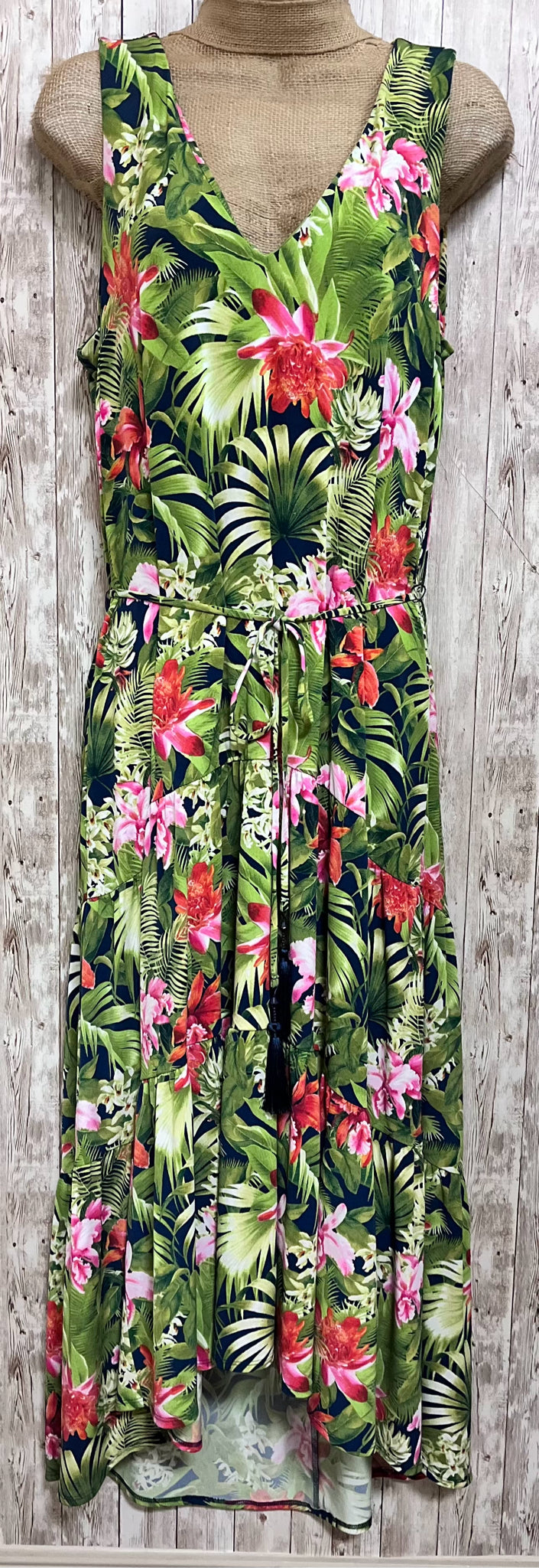 TOMMY BAHAMA Size M GREEN FLORAL Dress