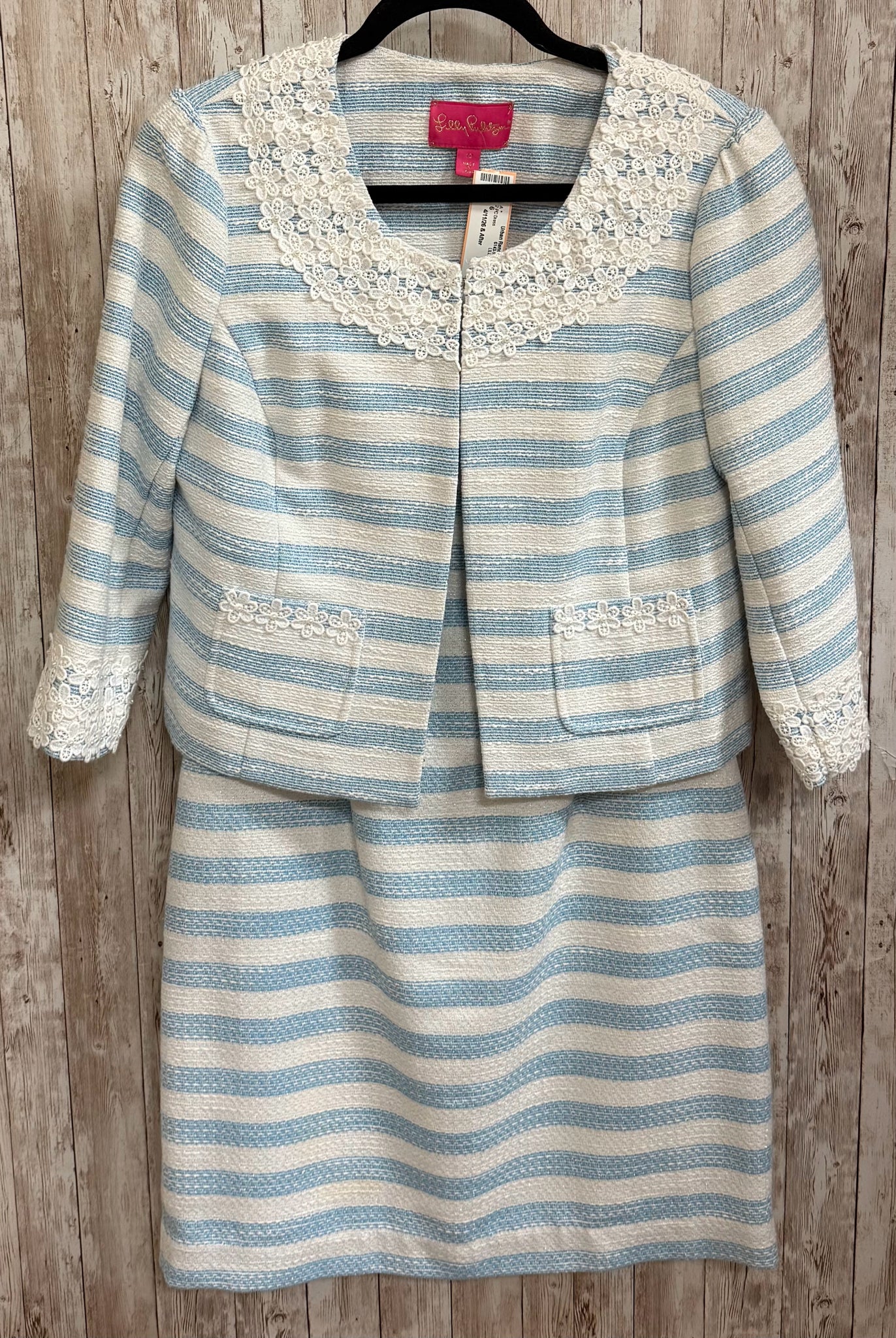 Size 6 LILLY PULITZER WHITE AND BLUE STRIPE 2 PC Dress