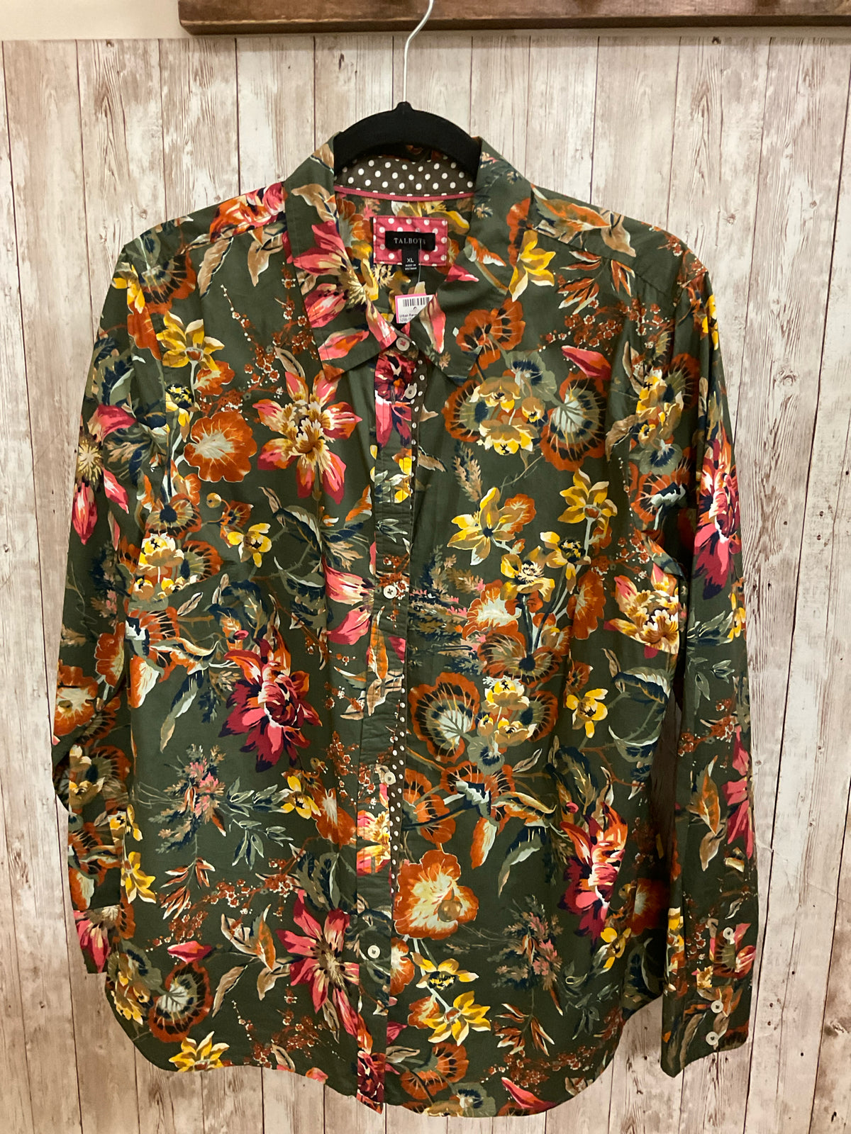 Size XL TALBOTS OLIVE FLORAL Top