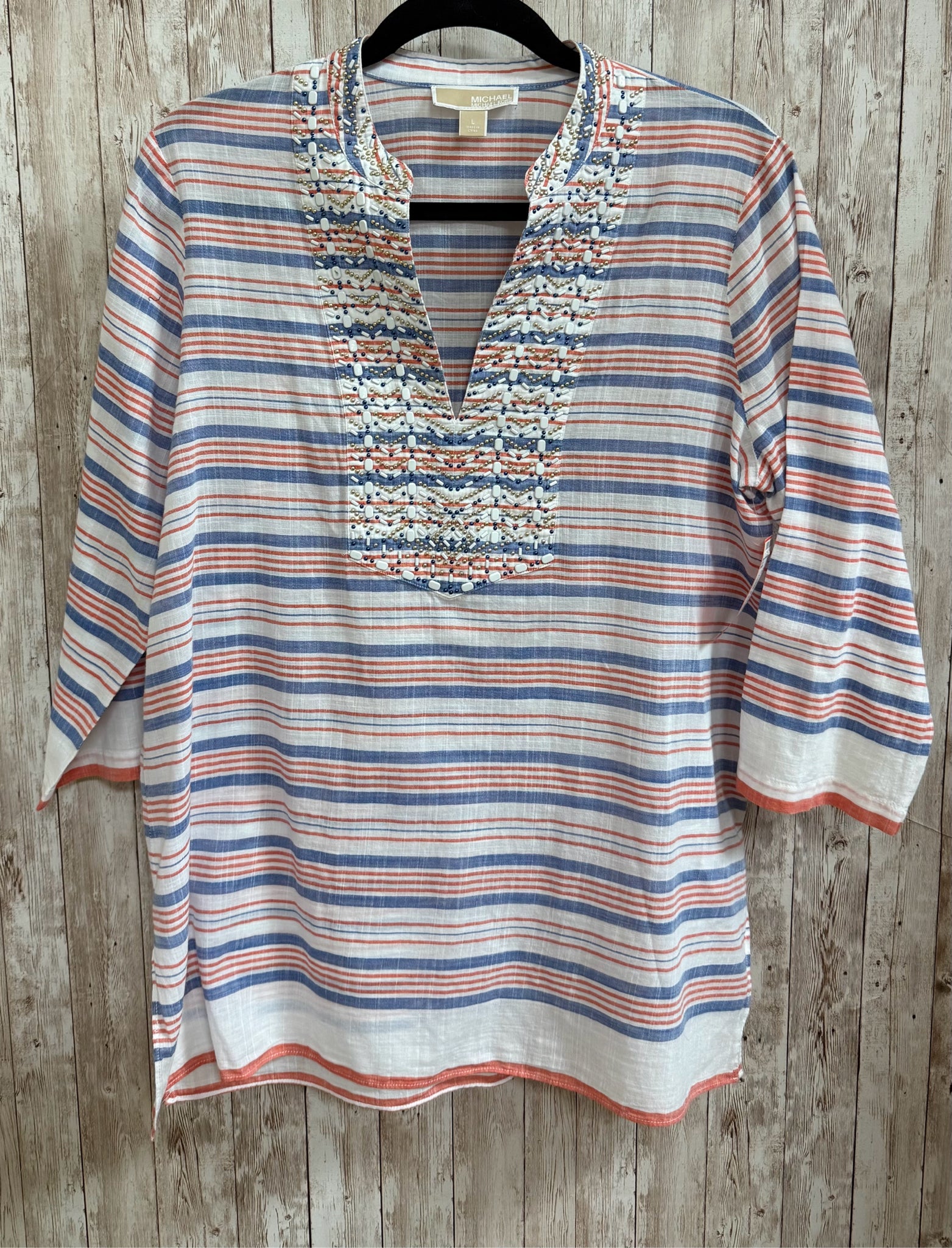 Size L MICHAEL KORS WHITE AND BLUE Top
