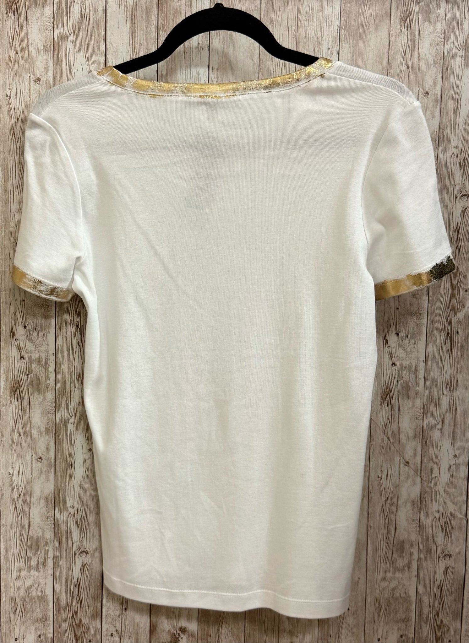 Size S ELLIOTT LAUREN WHITE AND GOLD Top