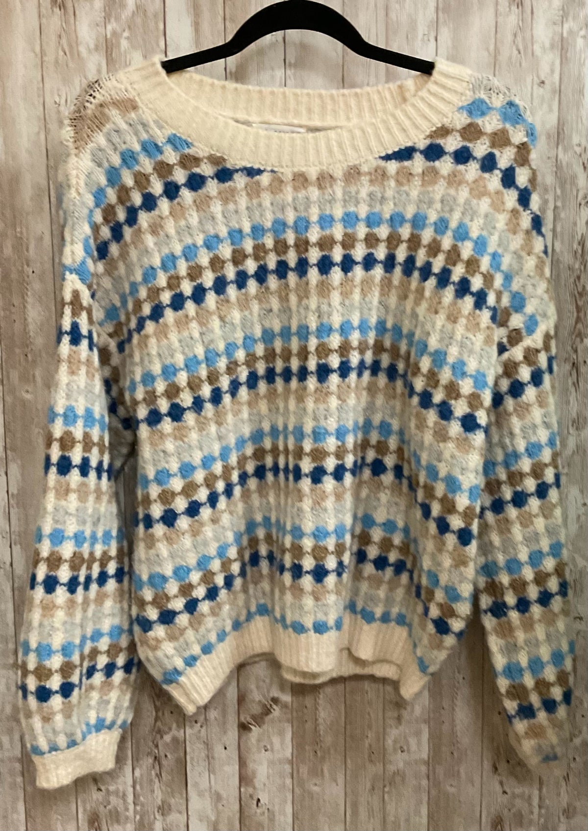 Size S BLU PEPPER BEIGE AND BLUE PRINT Sweater