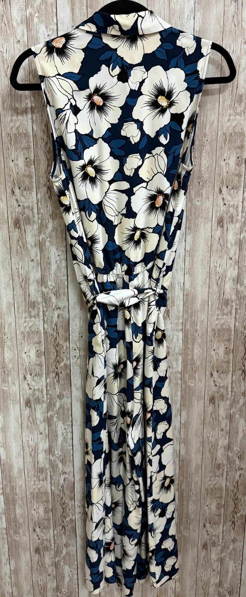 Size 8 ANN TAYLOR CREAM AND NAVY PRINT Dress