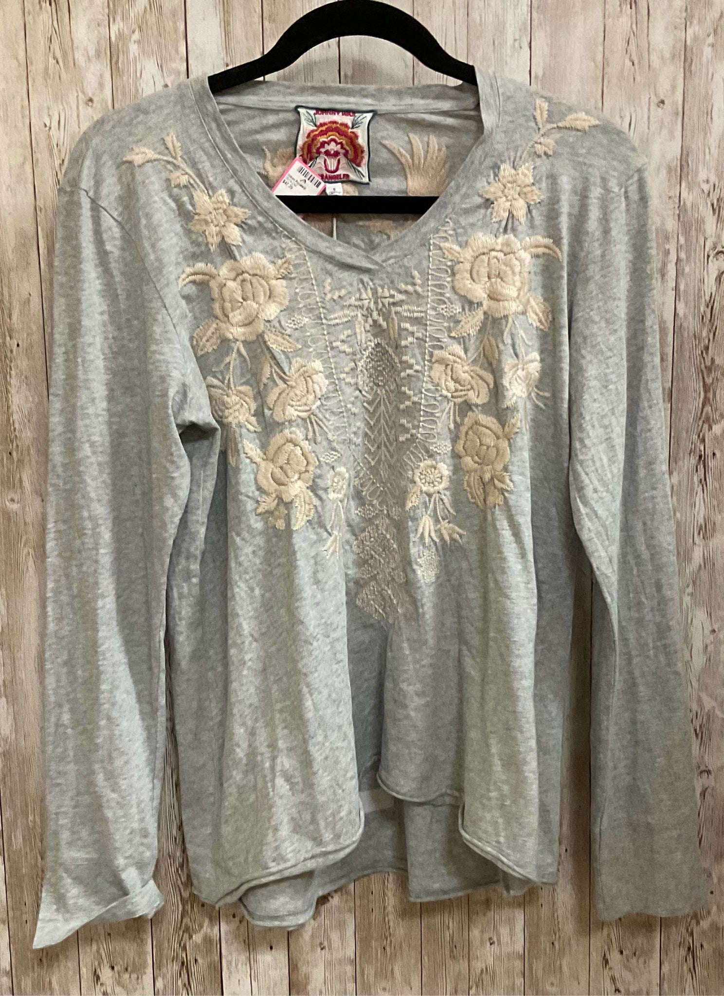 Size S JOHNNY WAS LIGHT GRAY HEATHER Top