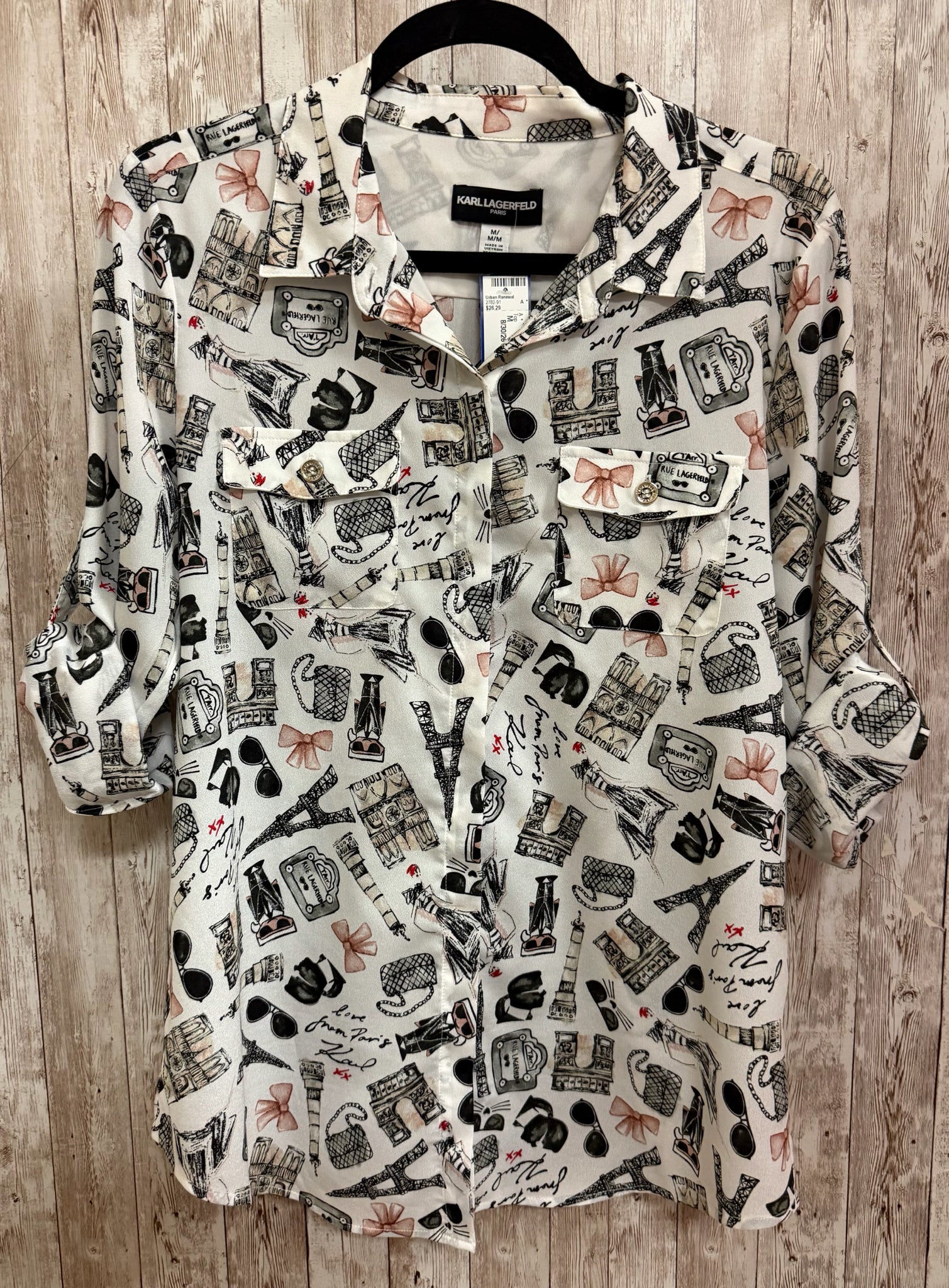Size M KARL LAGERFELD White Print Top