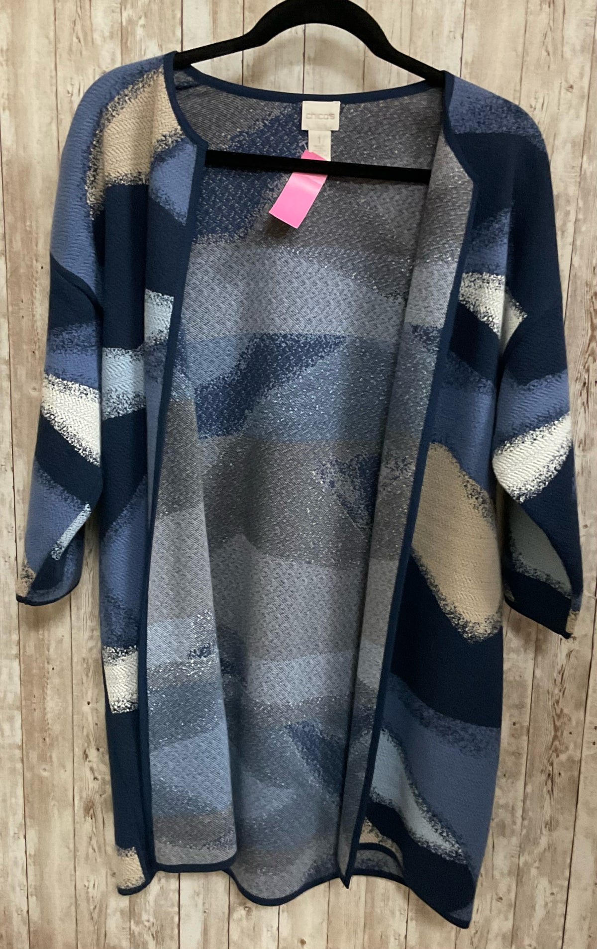 Size M CHICO'S Blue Print Cardigan