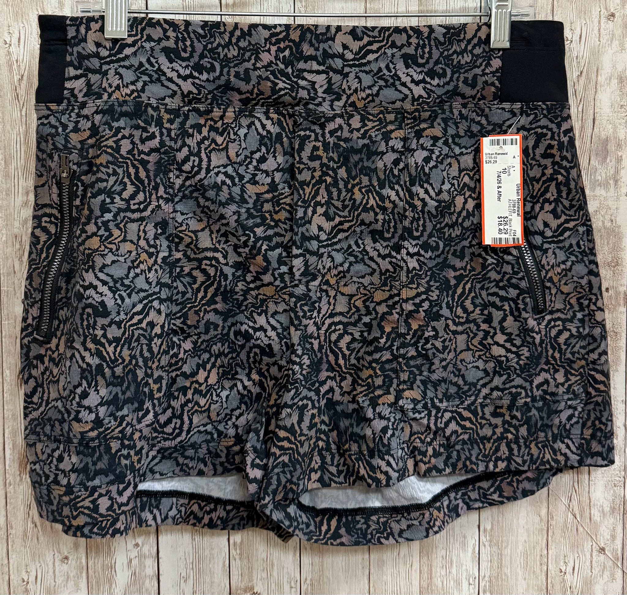 Size 10 ATHLEFIT Black Print Shorts