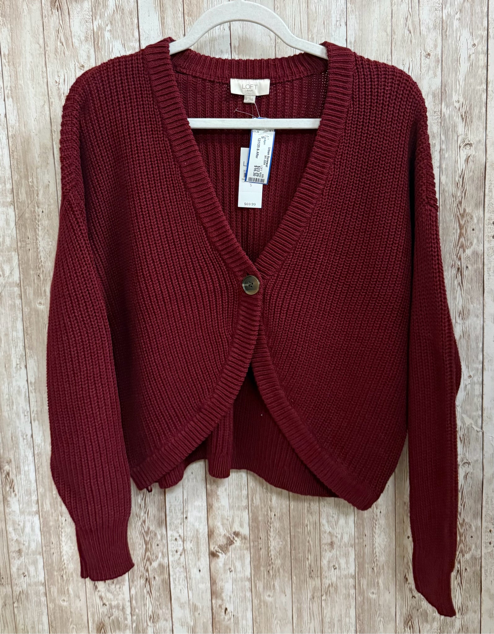 LOFT Size S WINE Cardigan