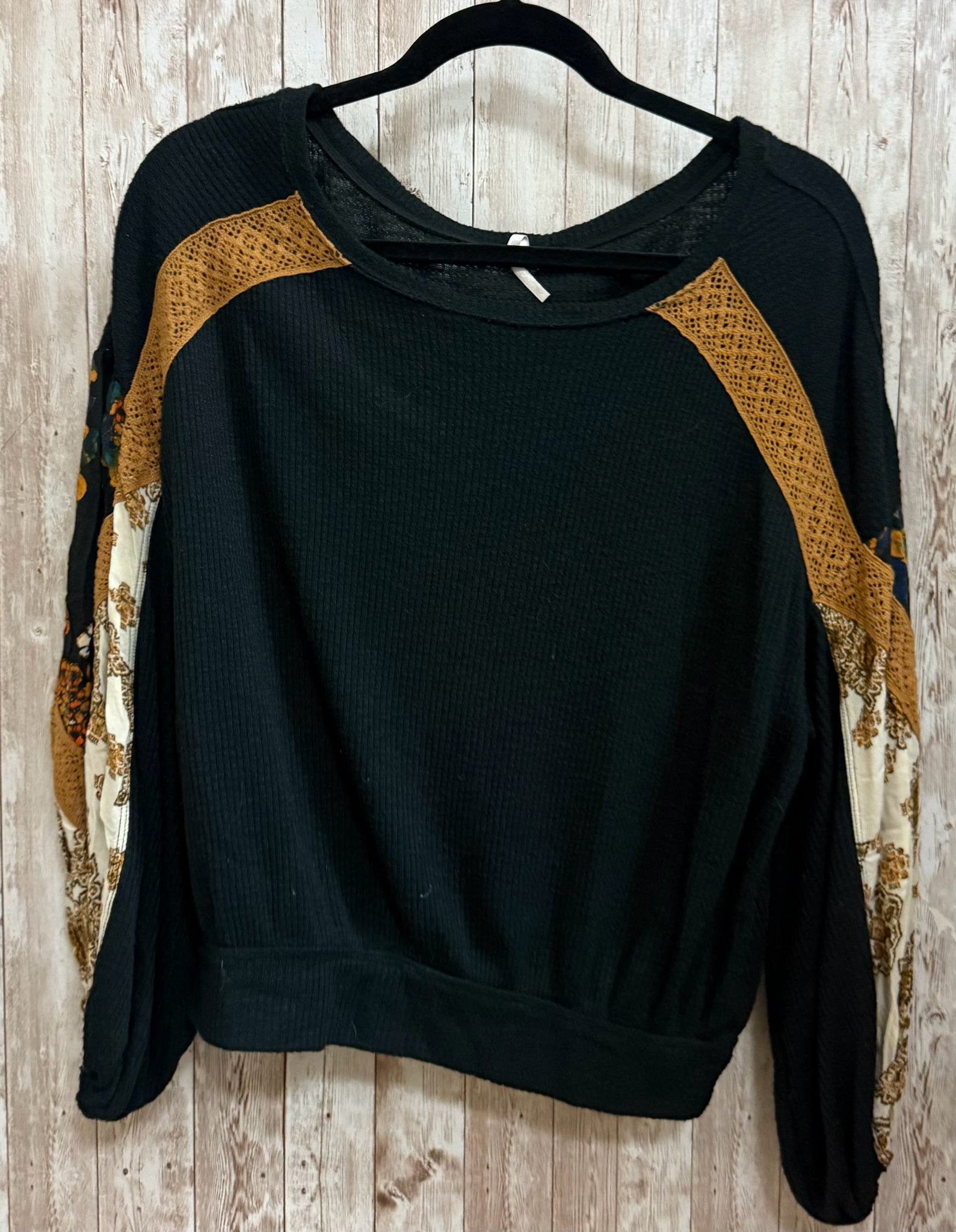 Size S FREE PEOPLE Black Print Top