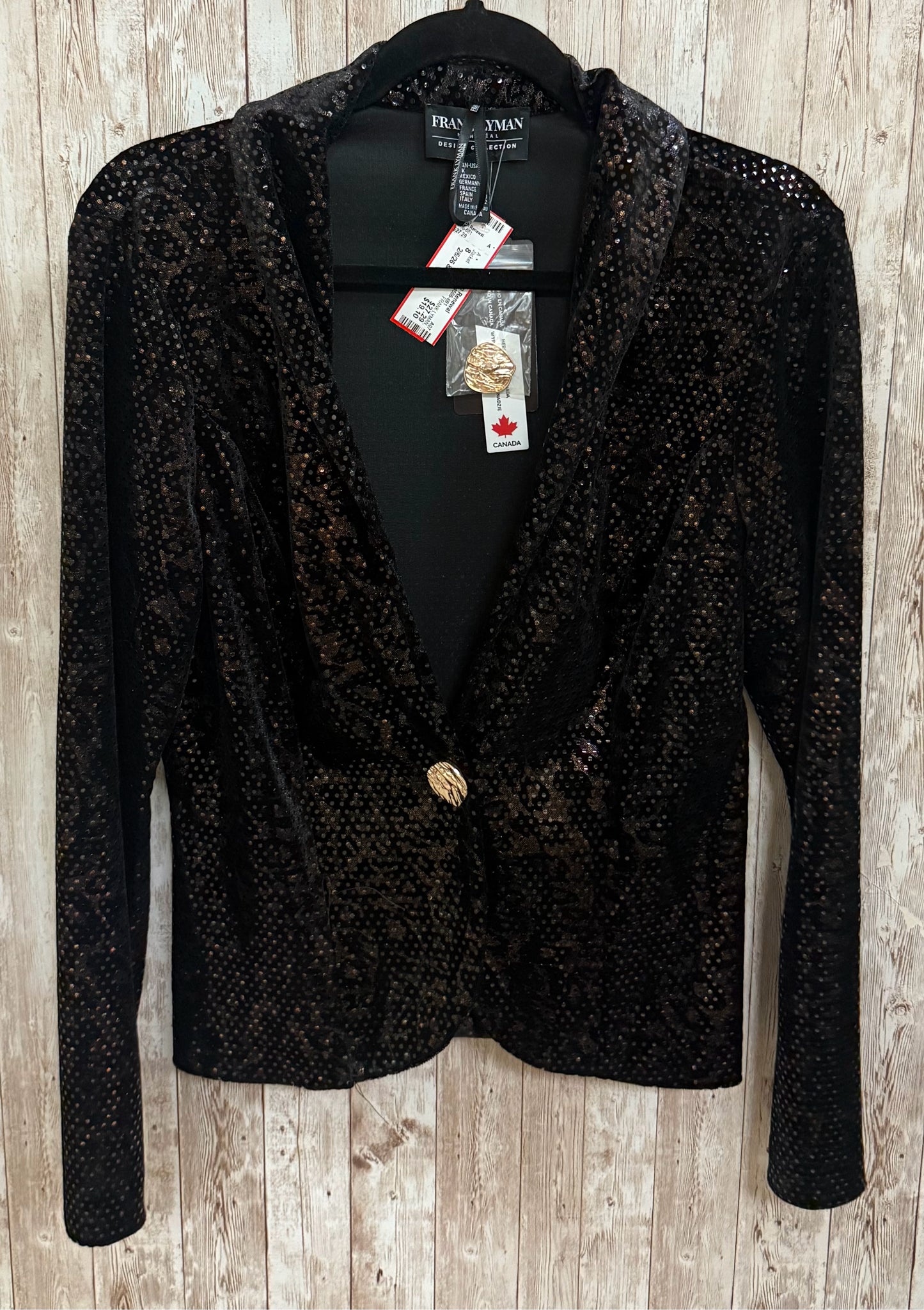 Size 8 FRANK LYMAN BLACK SPARKLES Jacket