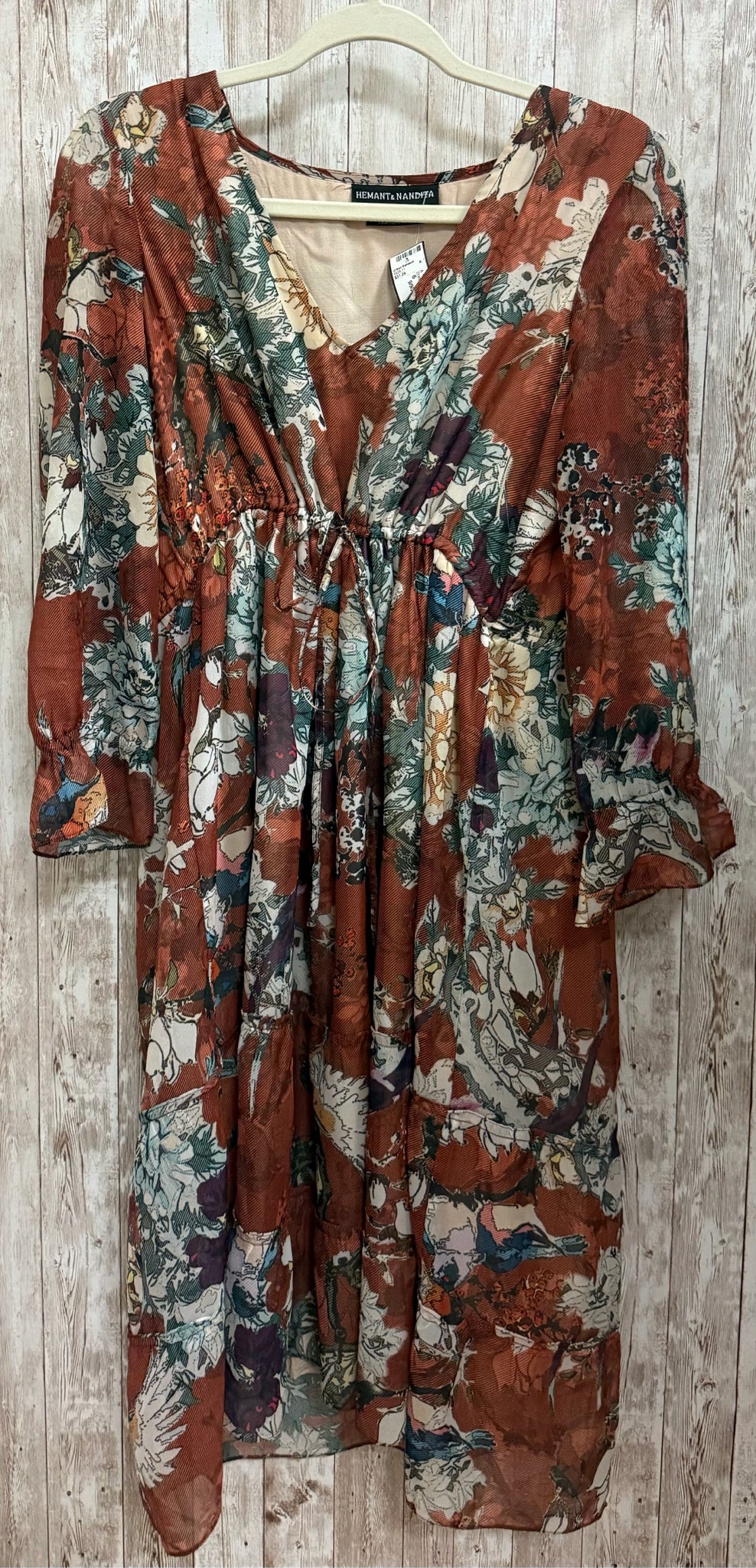 Size 6 HEMANT&NANDITA RUST FLORAL Dress