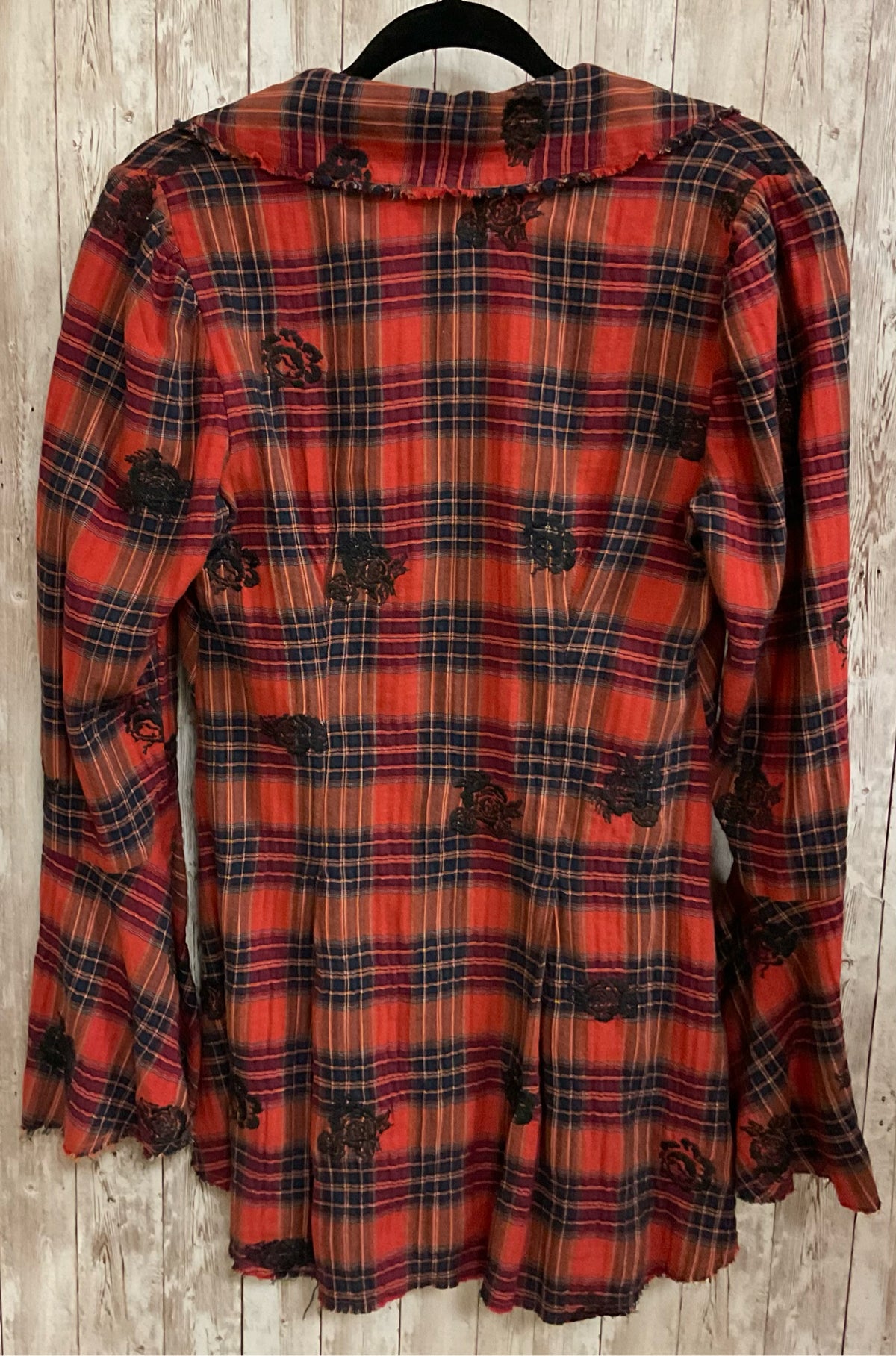 Size M FREE PEOPLE ORANGE PLAID Top
