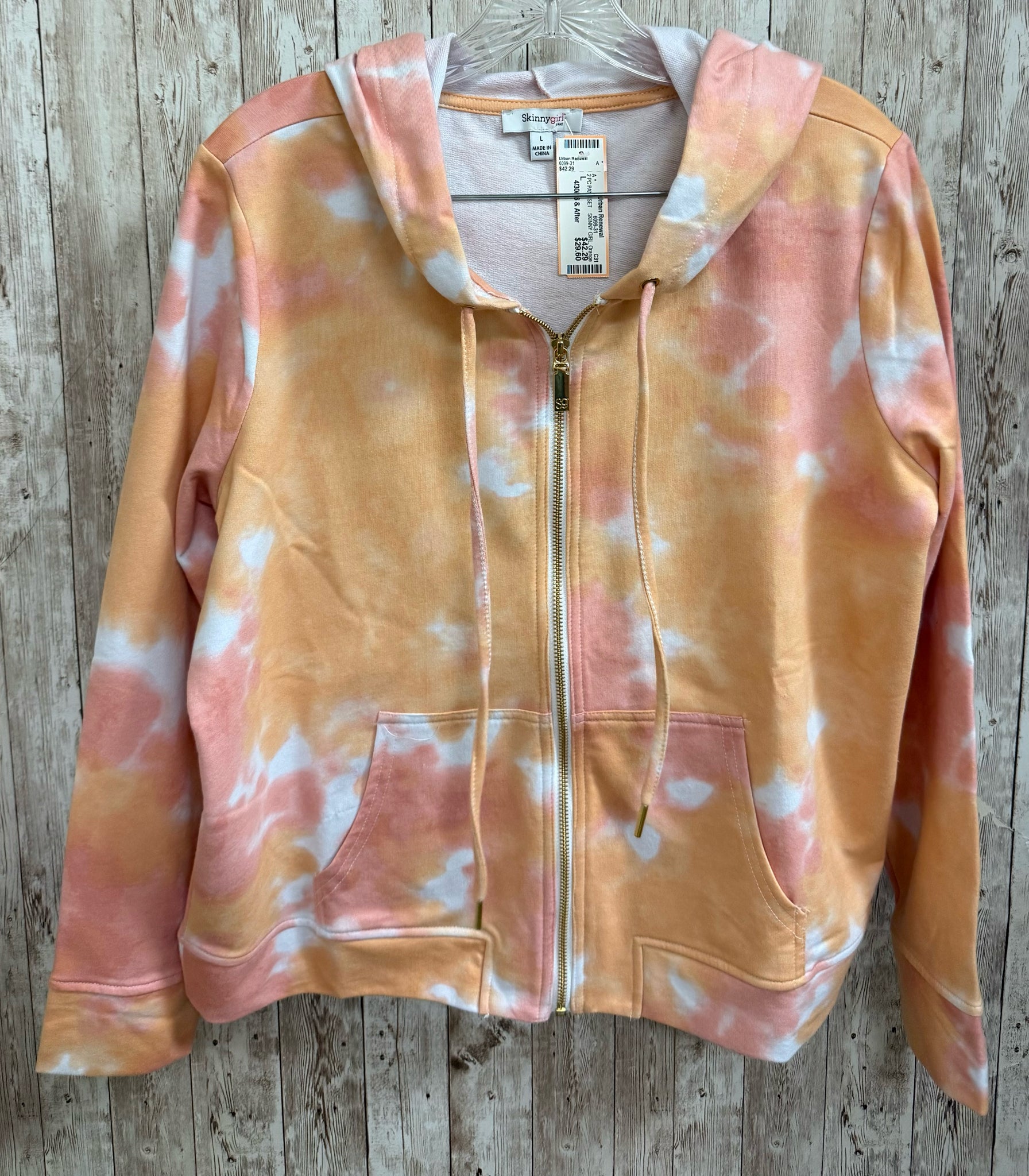 Size L SKINNY GIRL Orange Print 2 PC PANT SET