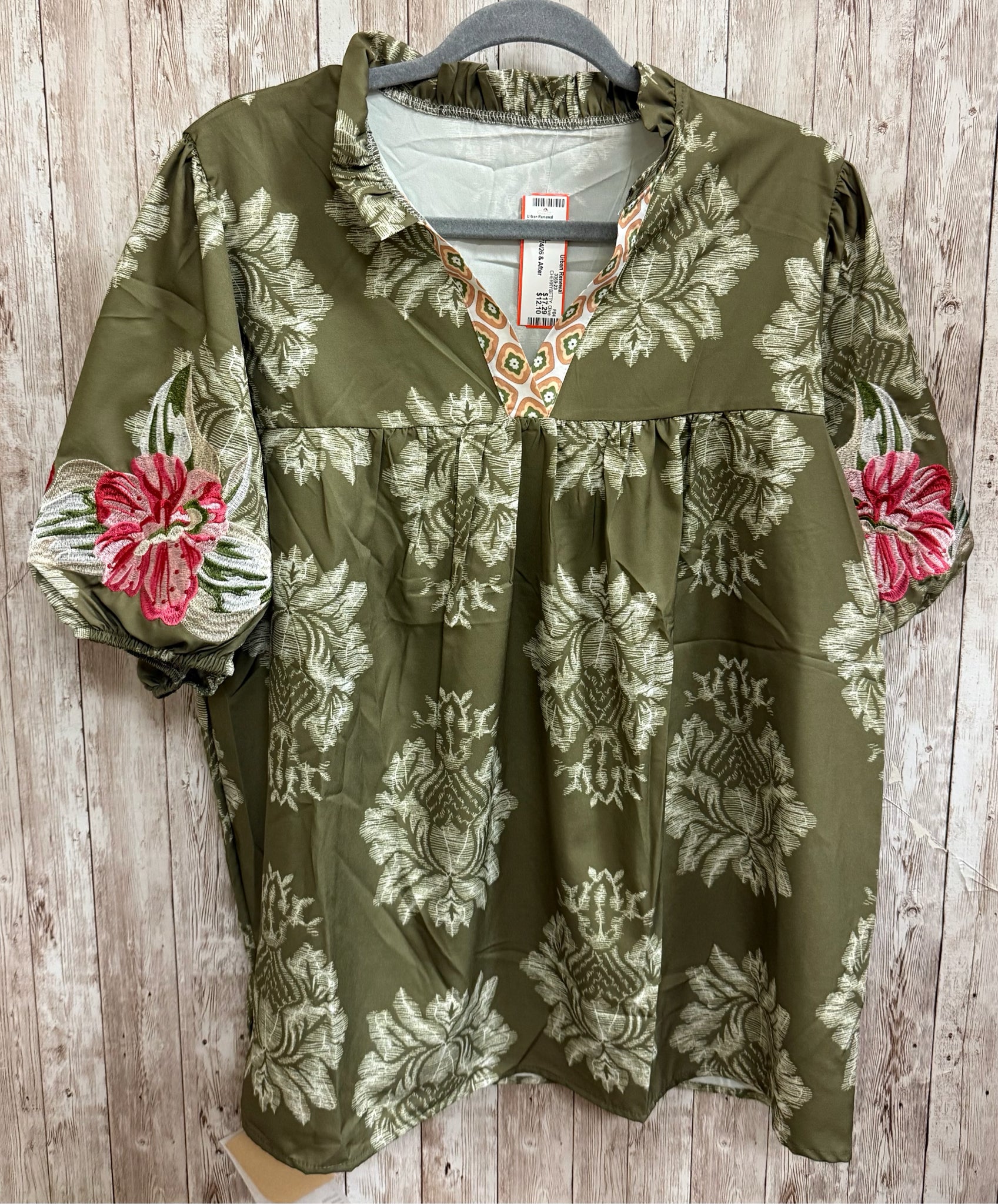 Size XL CHERRYBETTY Olive Print Top