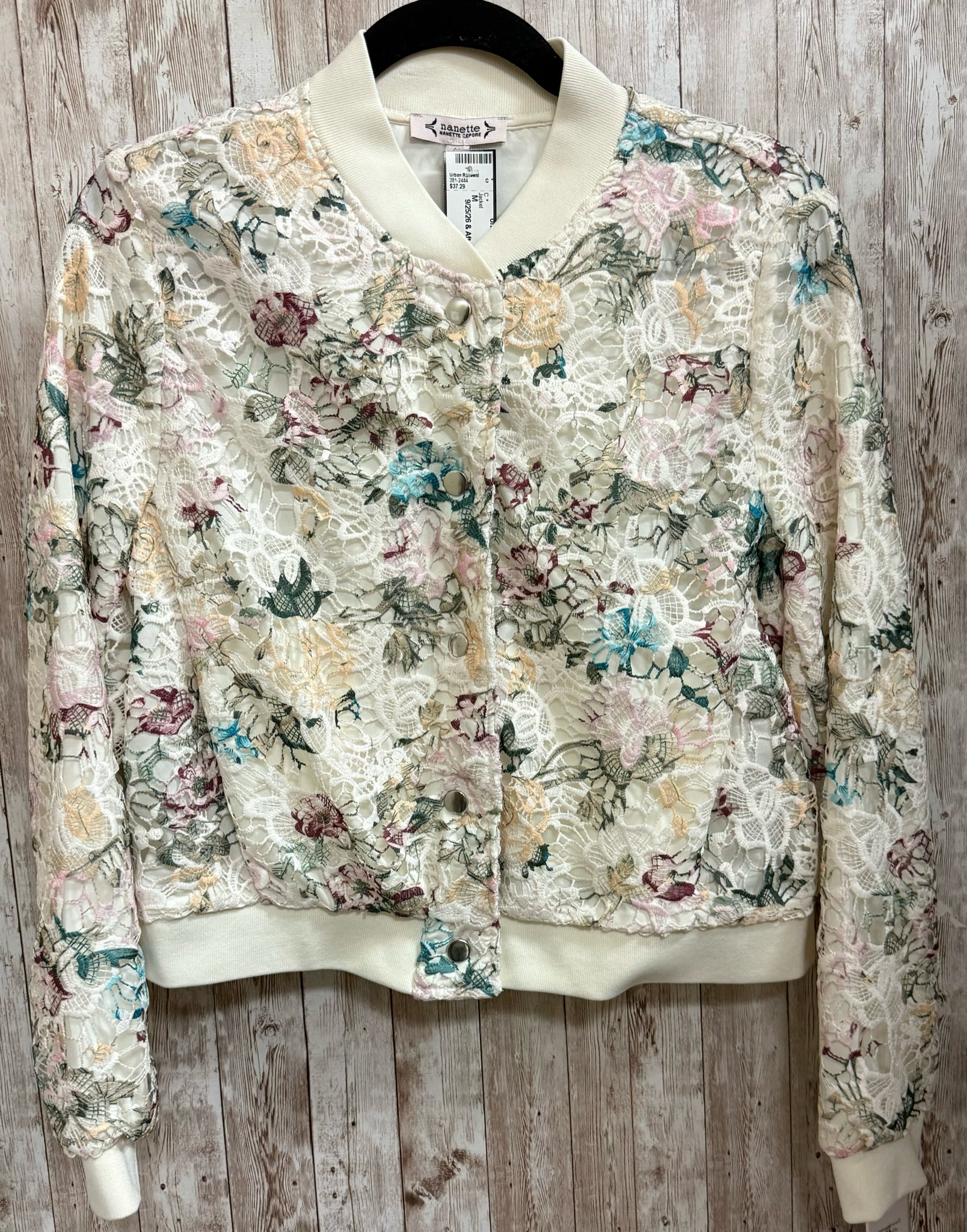 Size M NANETTE LEPORE IVORY MULTI Jacket