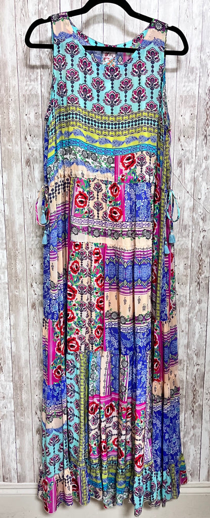 Size S JOHNNY WAS Blue Print Dress