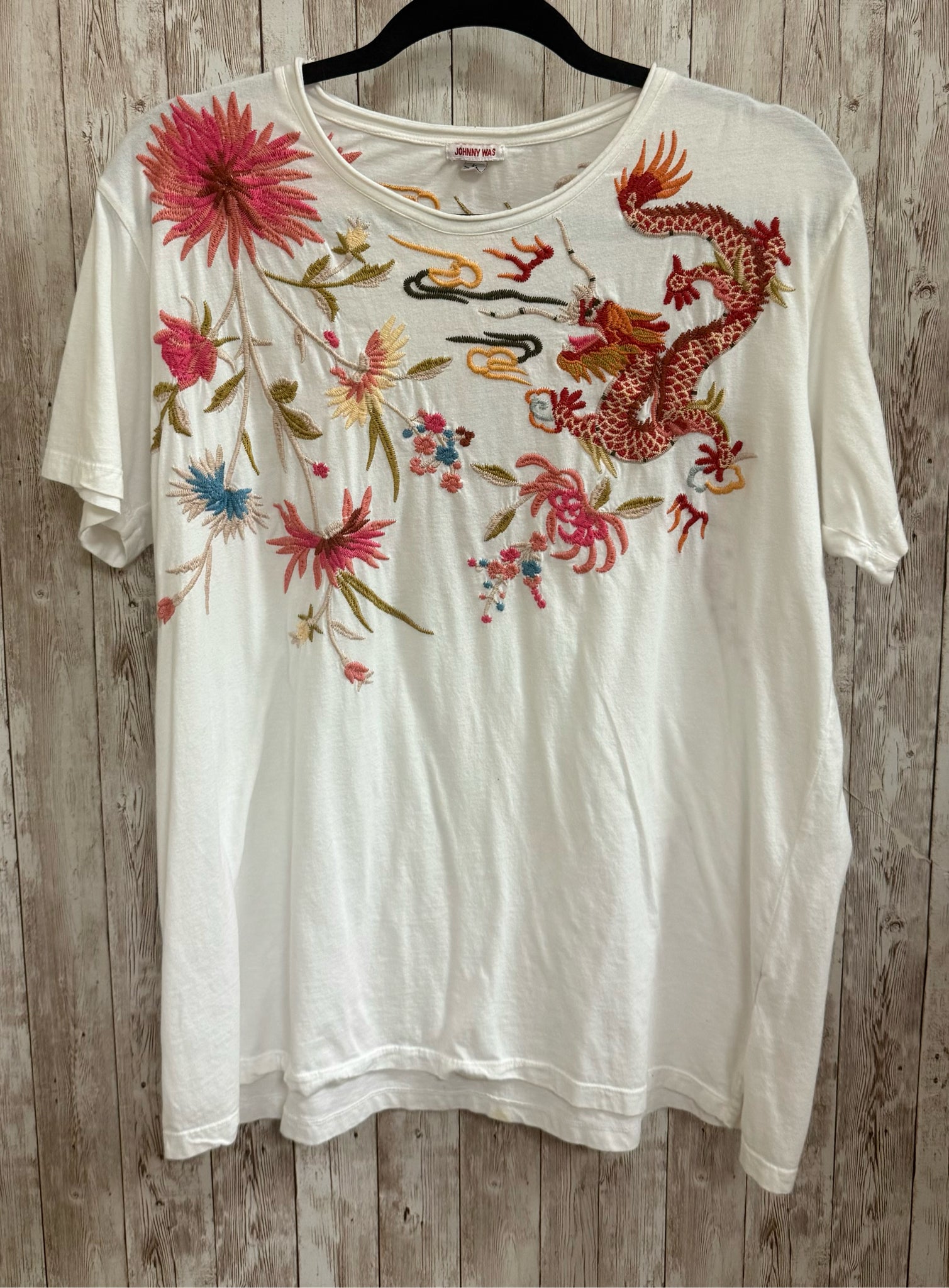 Size M JOHNNY WAS White Print Top