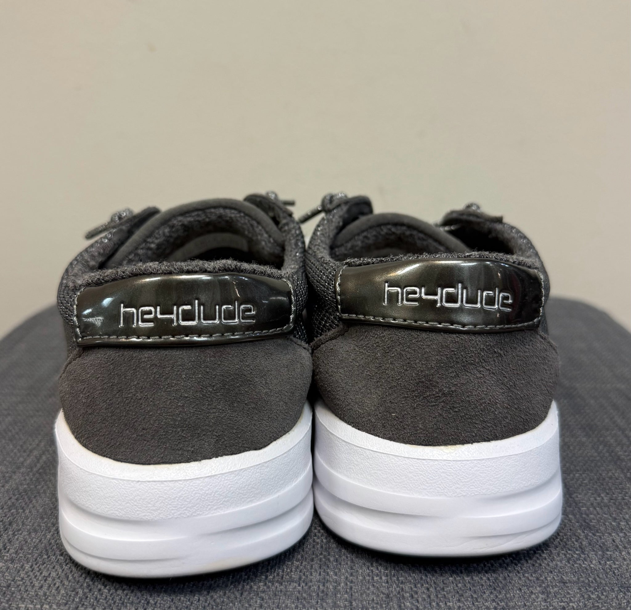 7 HEY DUDE GRAY AND SILVER SHOES