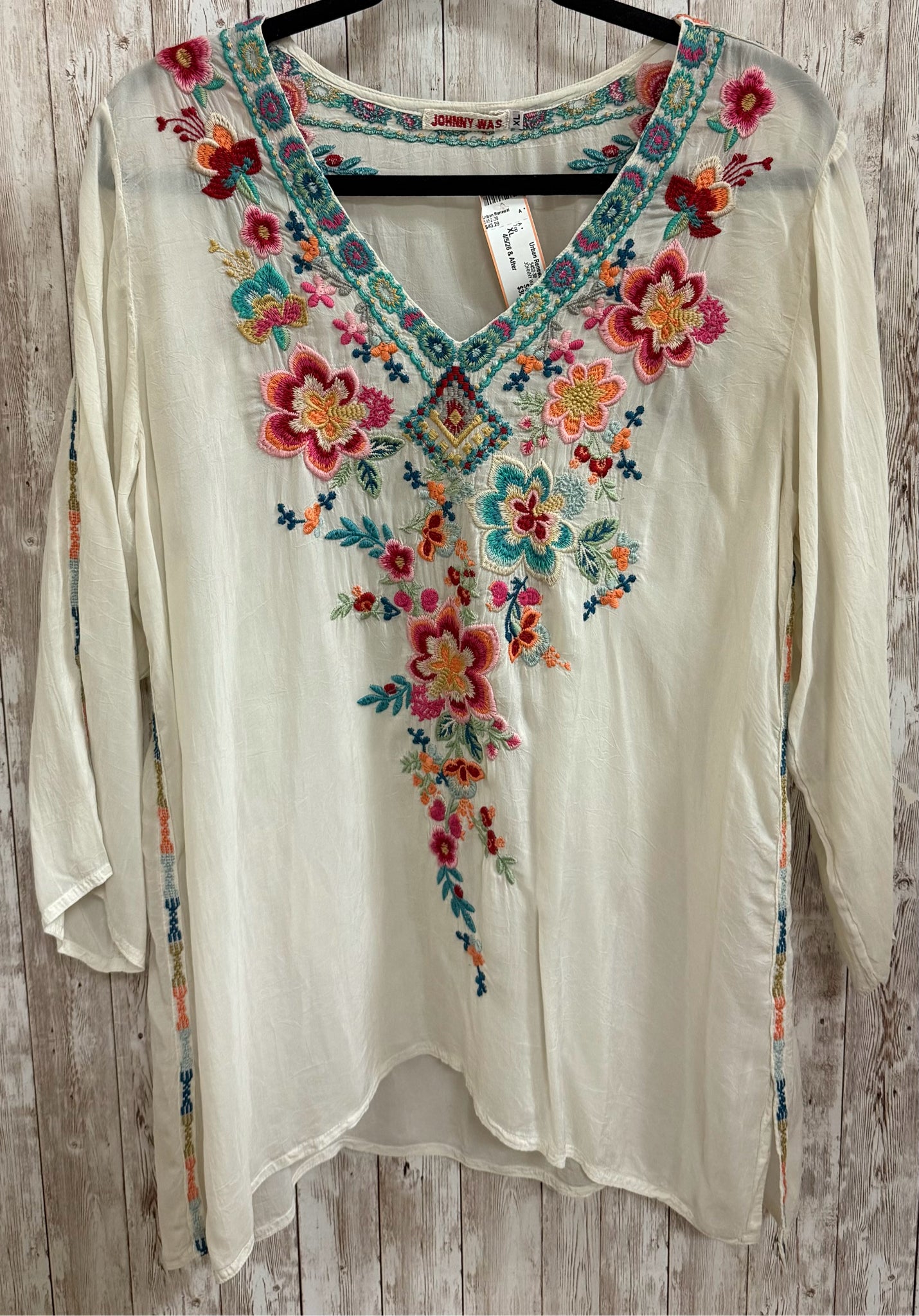 Size XL JOHNNY WAS BEIGE FLORAL Top